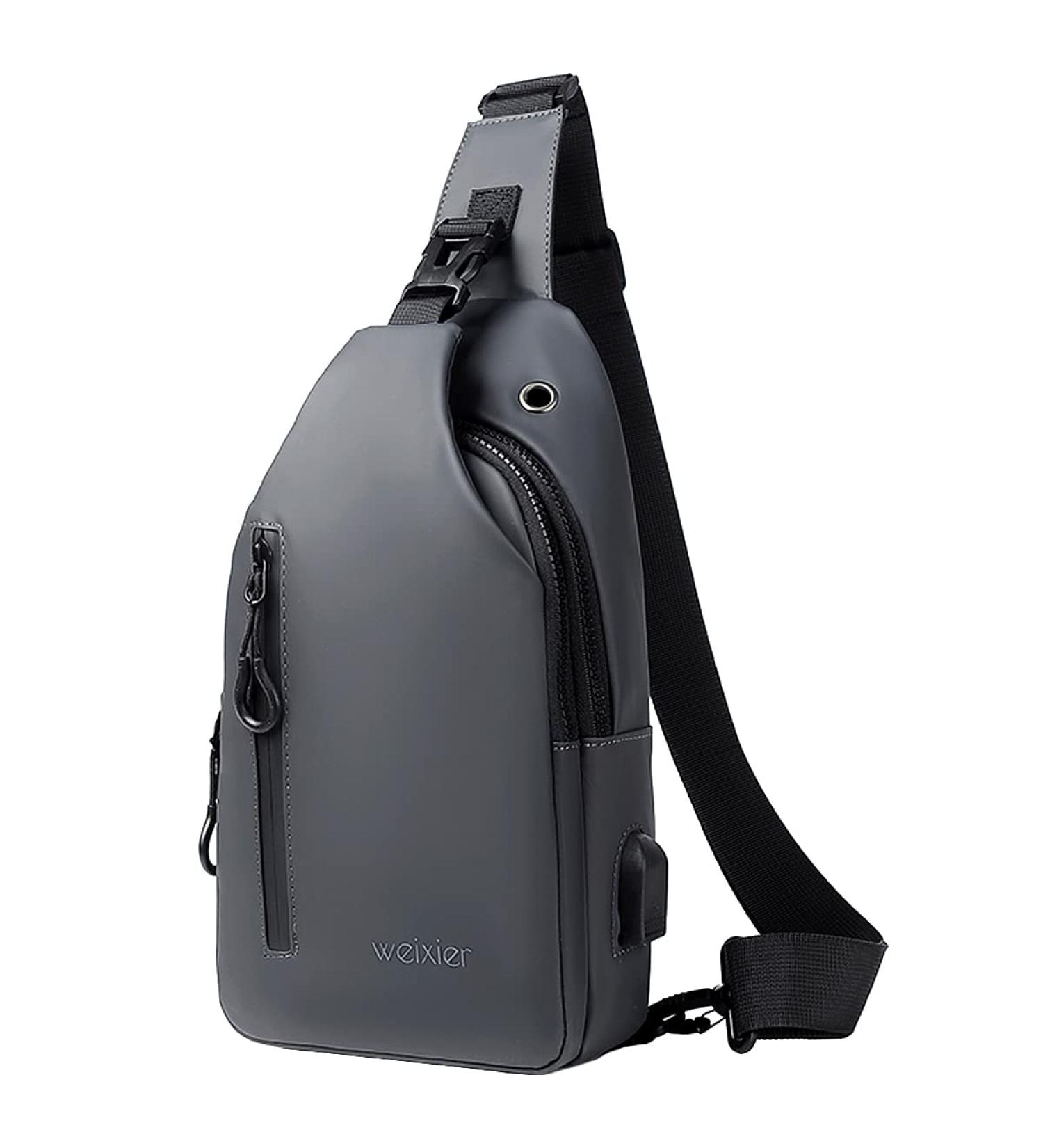 Buy A-qmzl Men's Crossbody Sling Bag - Waterproof Gray Shoulder Bag for Hiking & Cycling - Buy Online on GoSupps.com