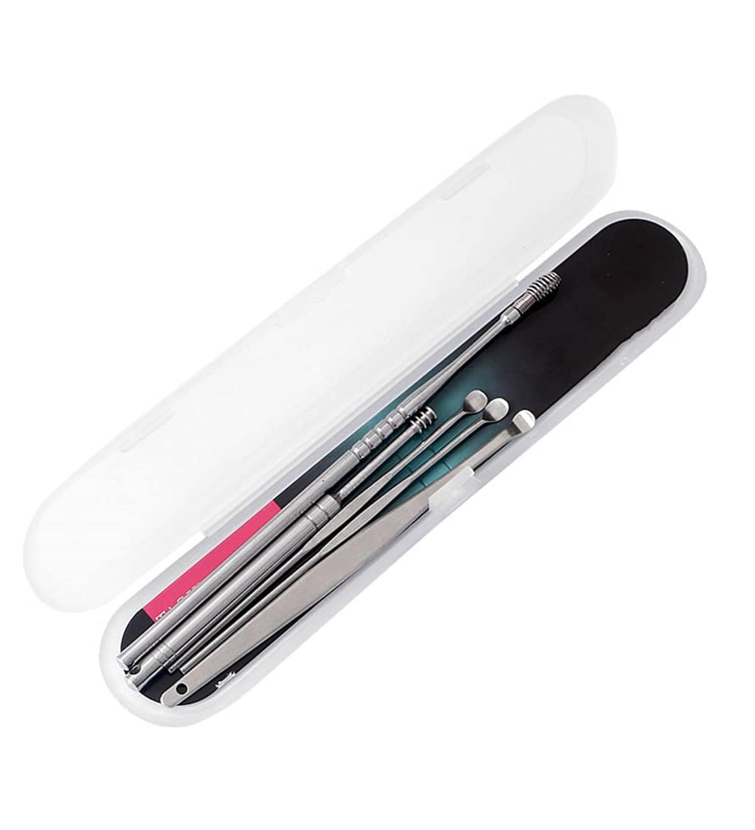 SEASD 5Pcs Stainless Steel Ear Wax Pickers Set - Earpick Remover Curette Spoon for Ear Cleaning - Buy Online on GoSupps.com