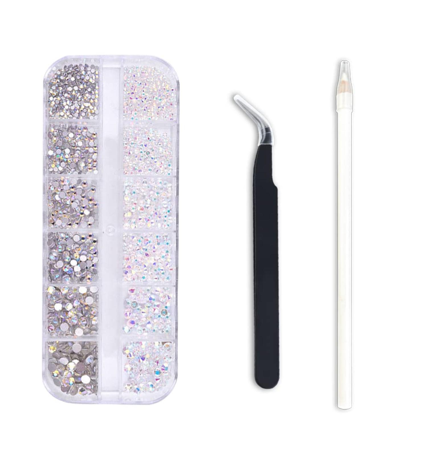 Lofuanna 1440pcs Crystal AB Nail Art Rhinestones Set with Tools - Rhinestone Picker Pen, Tweezers, Gems for Nail Decoration (A3) - Buy Online on GoSupps.com