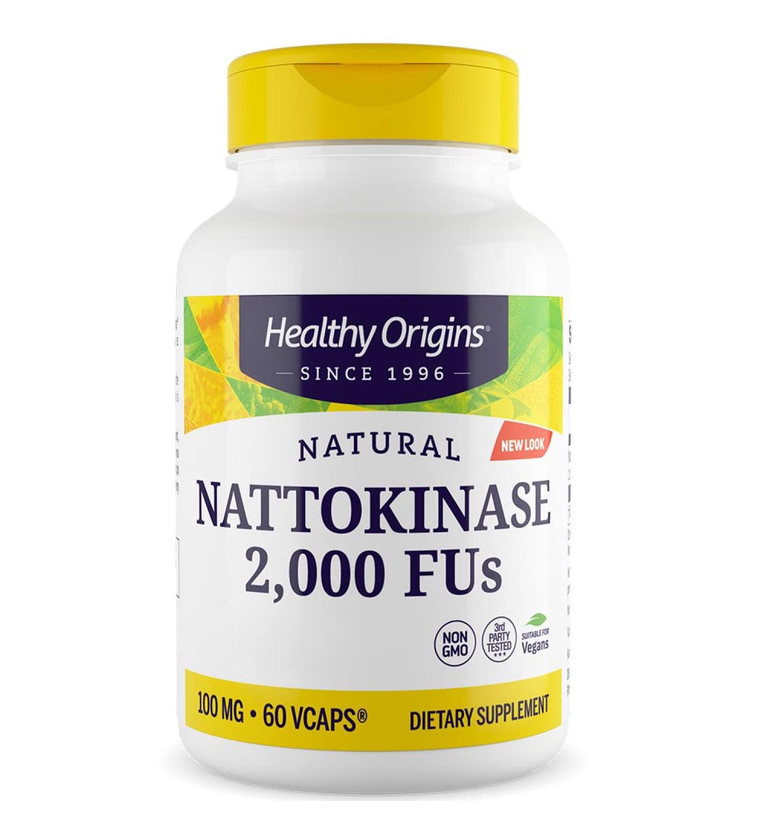 Healthy Origins Nattokinase 2000 FU 60 Vegan Capsules | Lab-Tested, Vegetarian, Soy-Free, Gluten-Free, Non-GMO - Buy Online on GoSupps.com