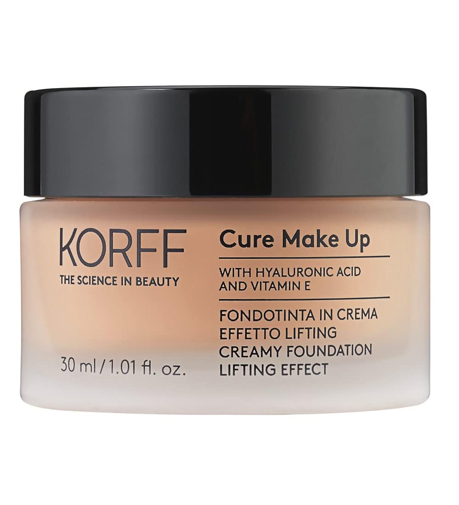 Korff Foundation cream with lifting effect medium coverage with hyaluronic acid and vitamin E fondant and cream satin finish 04 size 30 ml - Buy Online on GoSupps.com