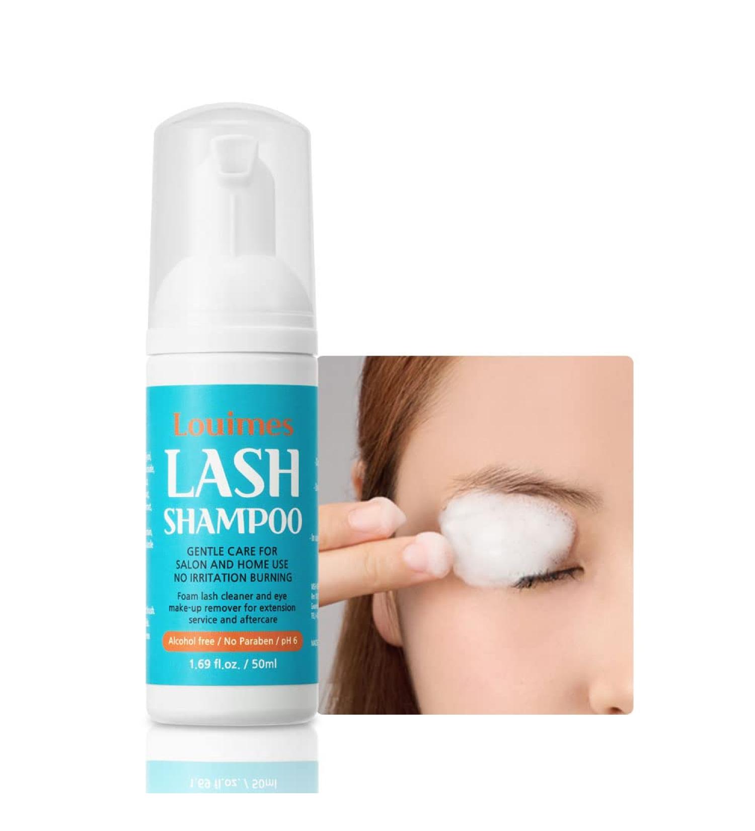 Louimes Eyelash Shampoo 1.69Fl Oz - Alcohol Free Korean Foaming Cleanser for Salon & Home Use | pH 6 No Paraben Professional Eye Care - Buy Online on GoSupps.com