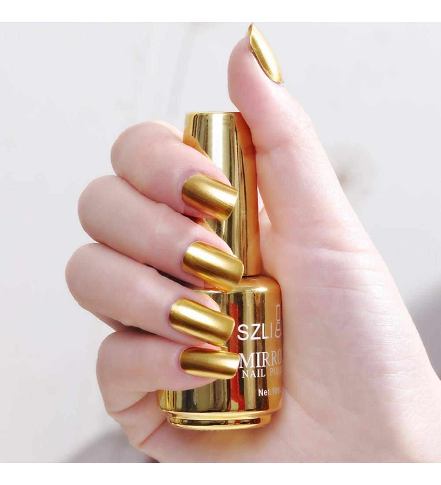 18ml Metallic Nail Polish Mirror Nail Polish Varnishes Metal Mirror Nail -Polish Silver Nail- Polish Metallic Mirror Glitter Nail Gold