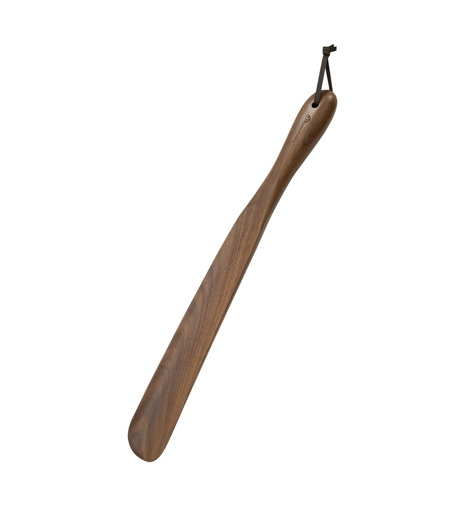 Ruosuruosu Wood Long Handle Shoe Horn with Leather Lanyard - 15 for Seniors, Men, Women, Kids - Travel Shoe Lifter - Walnut Medium - Buy Online on GoSupps.com