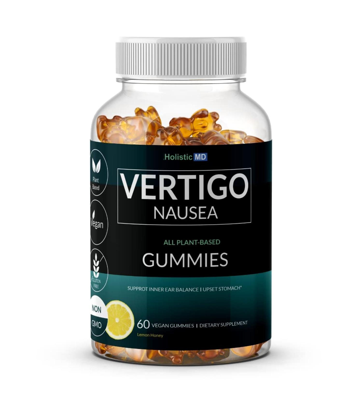 Holistic MD Vertigo Gummies - 6-in-1 Relief for Nausea, Dizziness & Vertigo - Plant-Based Formula with Gingko, Kudzu, Astragalus & More - 60ct - Lemon Flavor - Buy Online on GoSupps.com