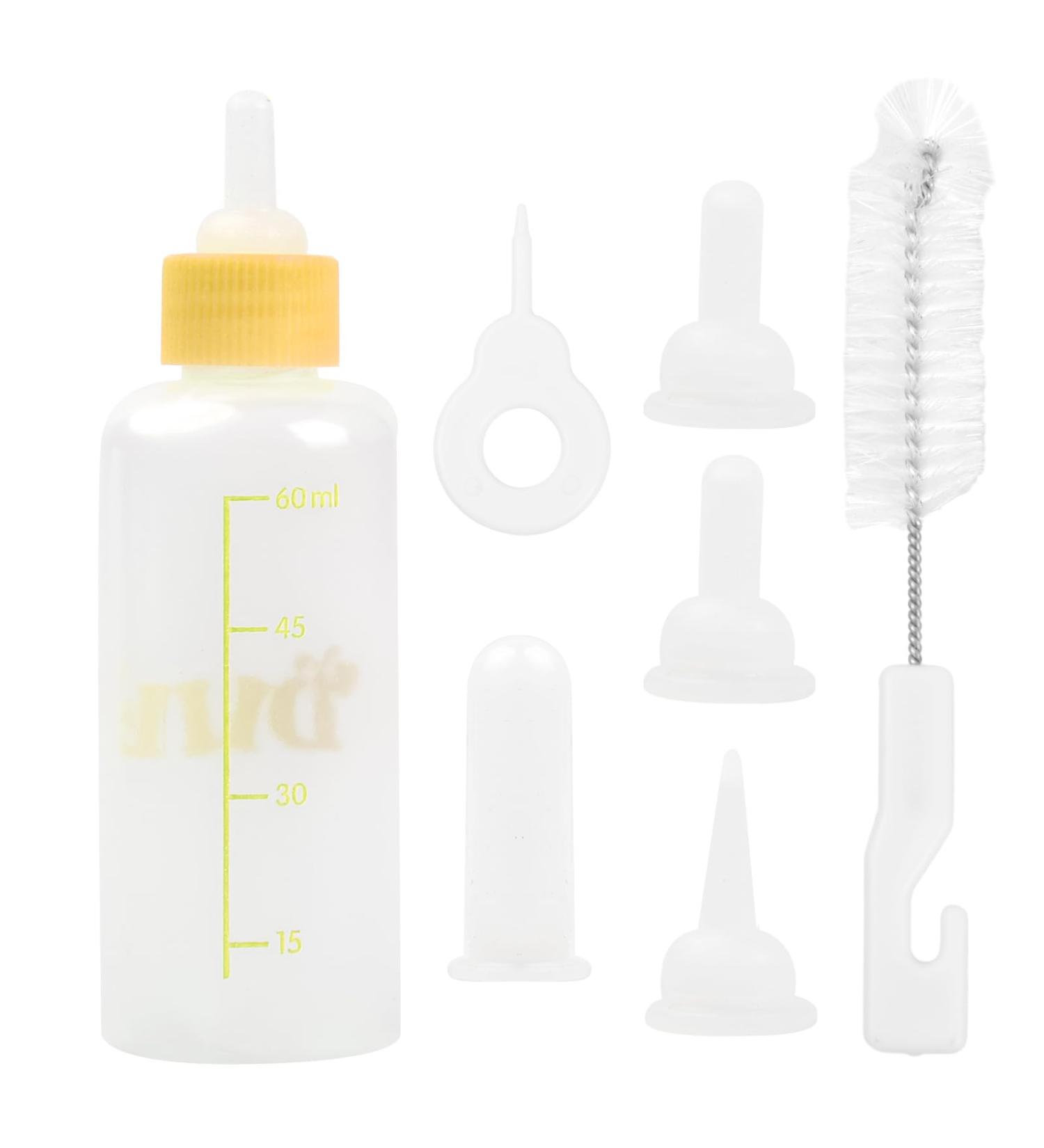 Breeding Bottle for Puppies & Kittens - 60ml & 150ml Silicone Pet Milk Bottle Set with Replacement Nipple - Buy Online on GoSupps.com