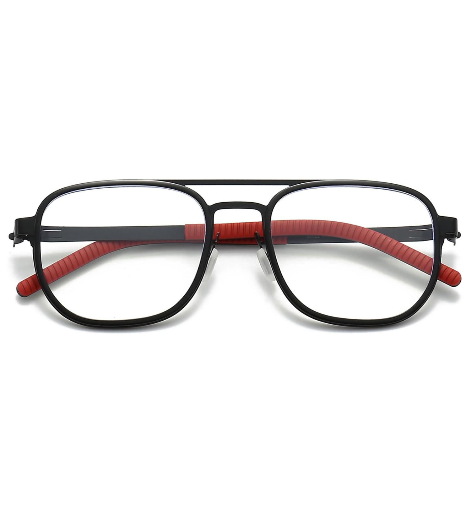 Magimodac Metal Blue Light Filter Glasses for Men & Women - Anti Blue Light Thin Frame Nerd Glasses - Model 072 Bright Black - Buy Online on GoSupps.com