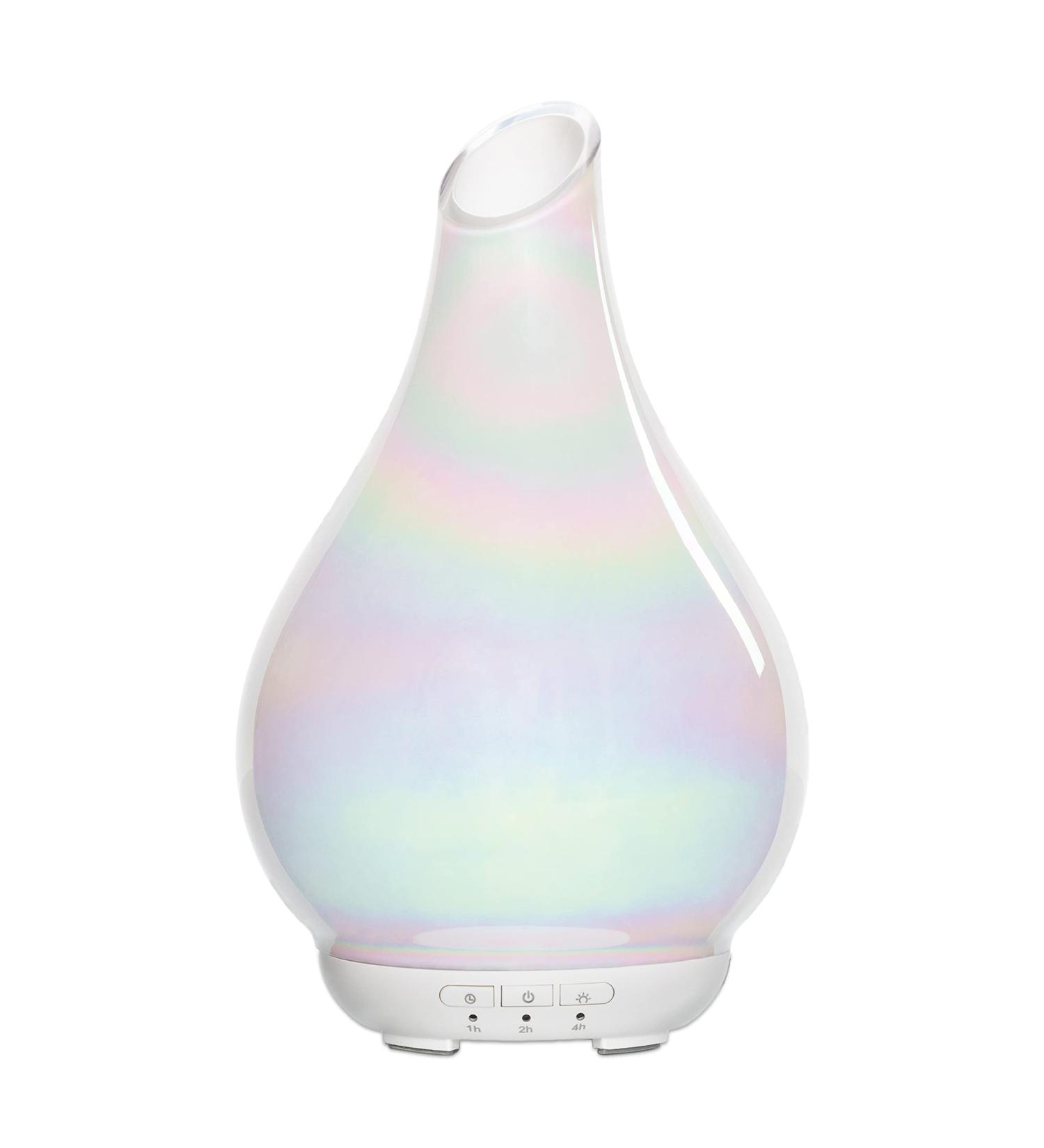 Glass Aroma Diffuser with Color Night Light - Essential Oil Cool Mist Humidifier for Home & Office (Pearl White) - Buy Online on GoSupps.com