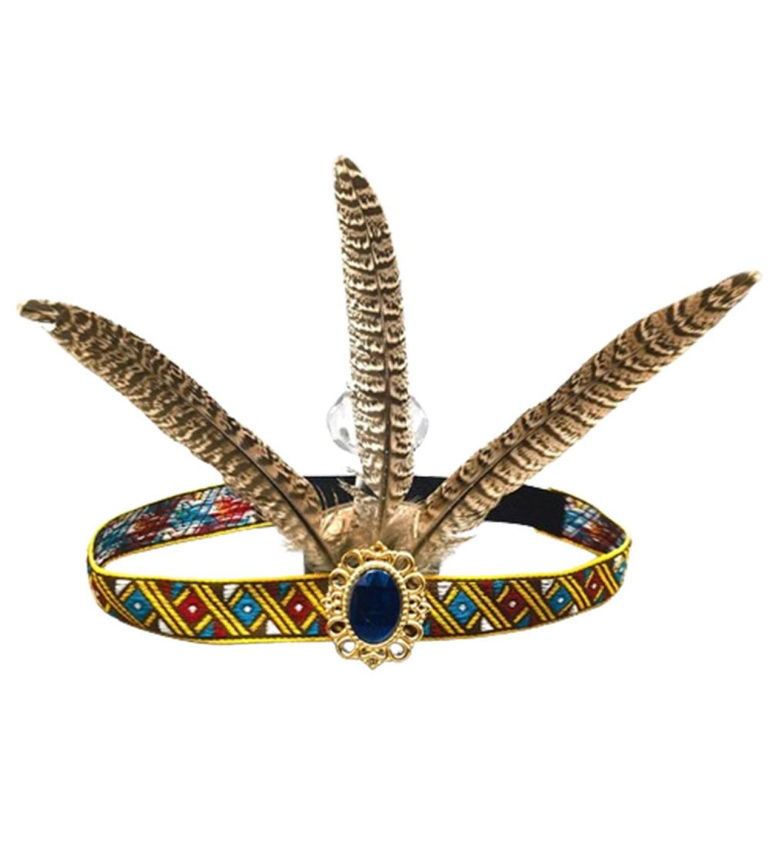 Indian Headband Headdress Feather Headband Native American Feather Headband Hair Band Headwear Headpiece Fashion Elegant Flapper Headband Hair Decoration for Women Blue Diamond Style - Buy Online on GoSupps.com