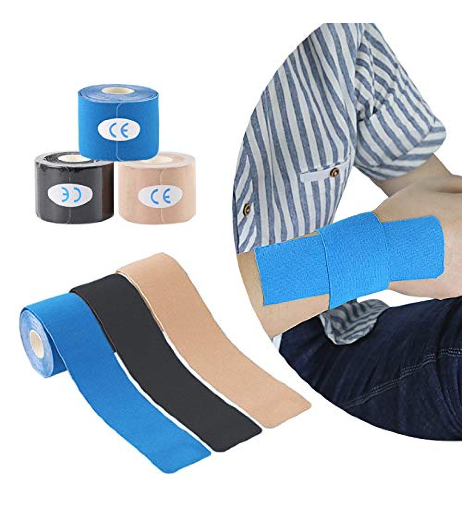 Waterproof Kinesiology Tape - 40 Precut Elastic Strips (3 Rolls) for Muscle & Joint Support | Ideal for Sports & Weightlifting - Buy Online on GoSupps.com