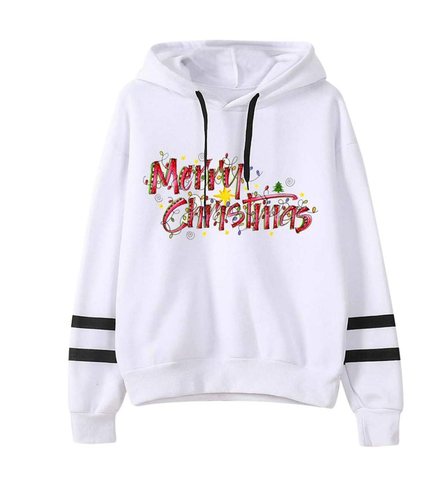 Bigfanshu Women's Tops Fashion Christmas Sweater Print Hooded Round Collar Long Sleeves - Buy Online on GoSupps.com