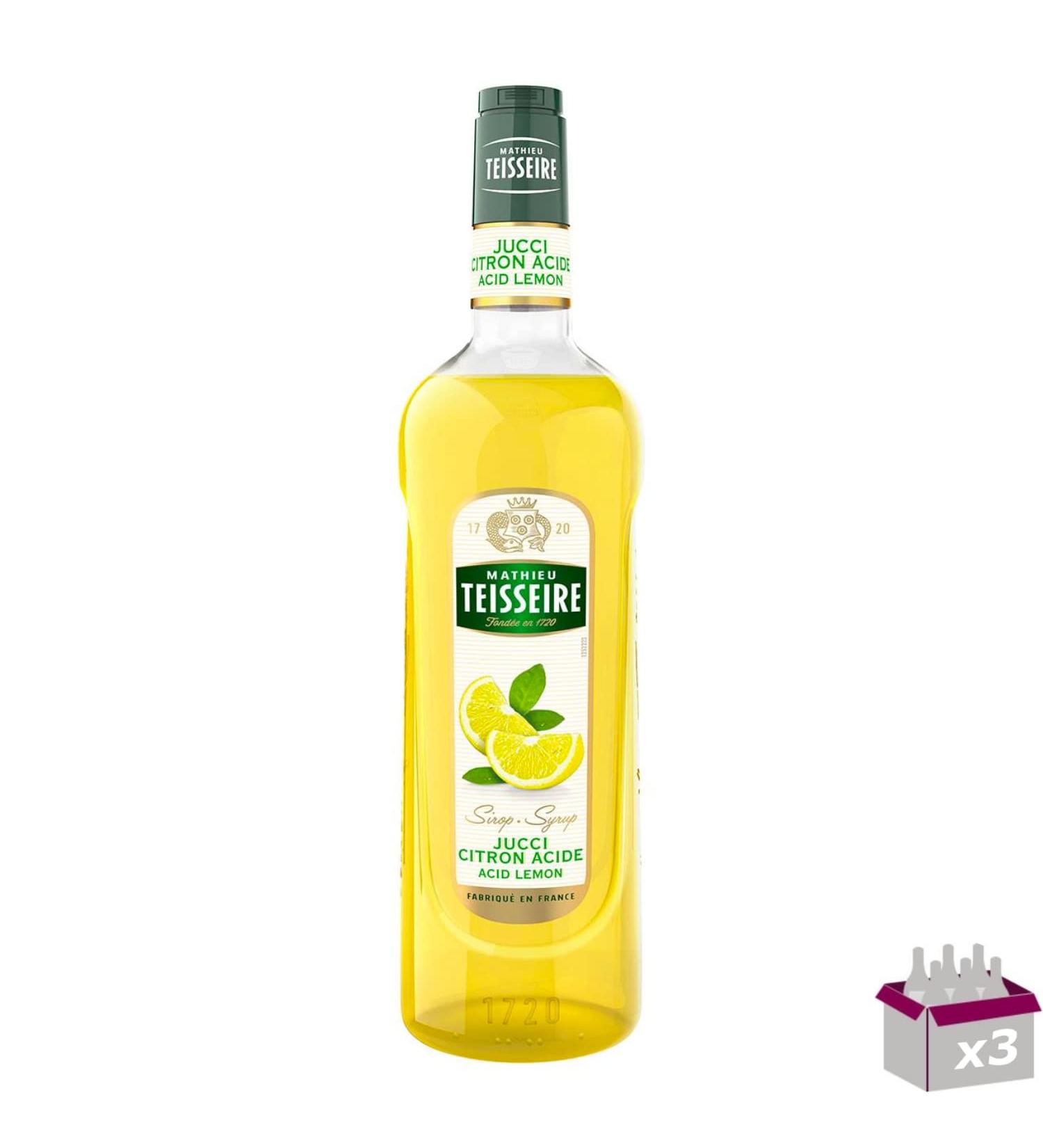 TEISSEIRE Jucci Lemon Acid Syrup - 1L - Pack of 3