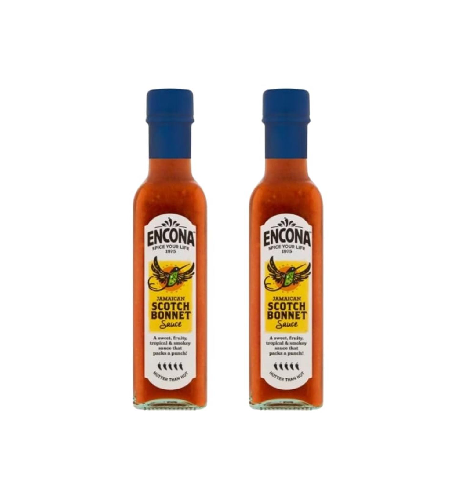 Encona Scotch Bonnet Chilli Sauce 2 x 220ml Twin Pack Hotter Than Hot + Luck Of The Irish Sticker