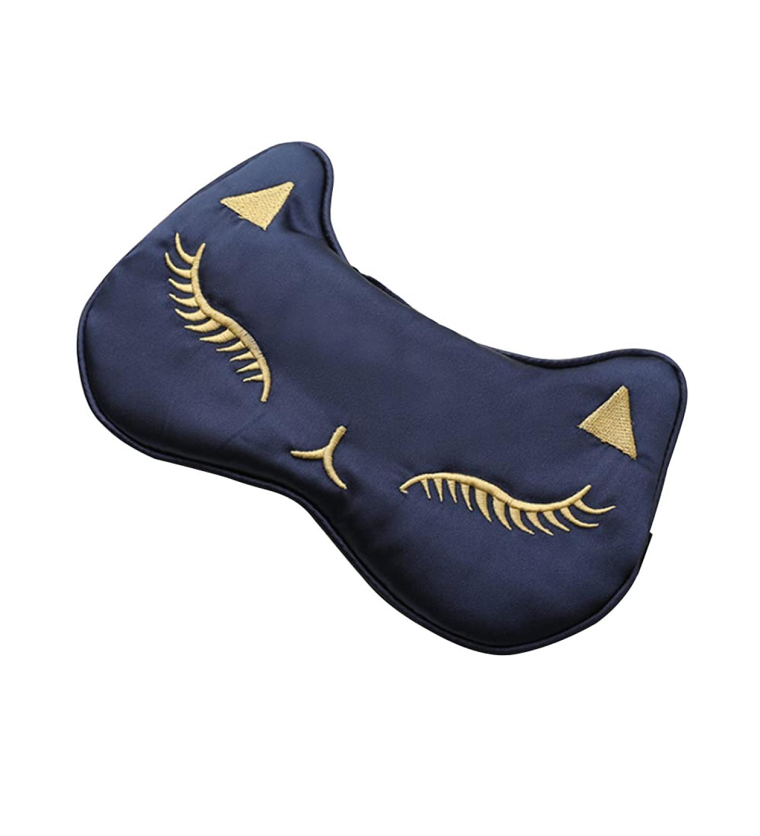 PERFECTSIGHT Cute Cat Silk Sleep Eye Mask | Adjustable Lightweight Eyeshade for Women Men | Satin Night Eyeshade for Sleep Travel Nap - Navy - Buy Online on GoSupps.com