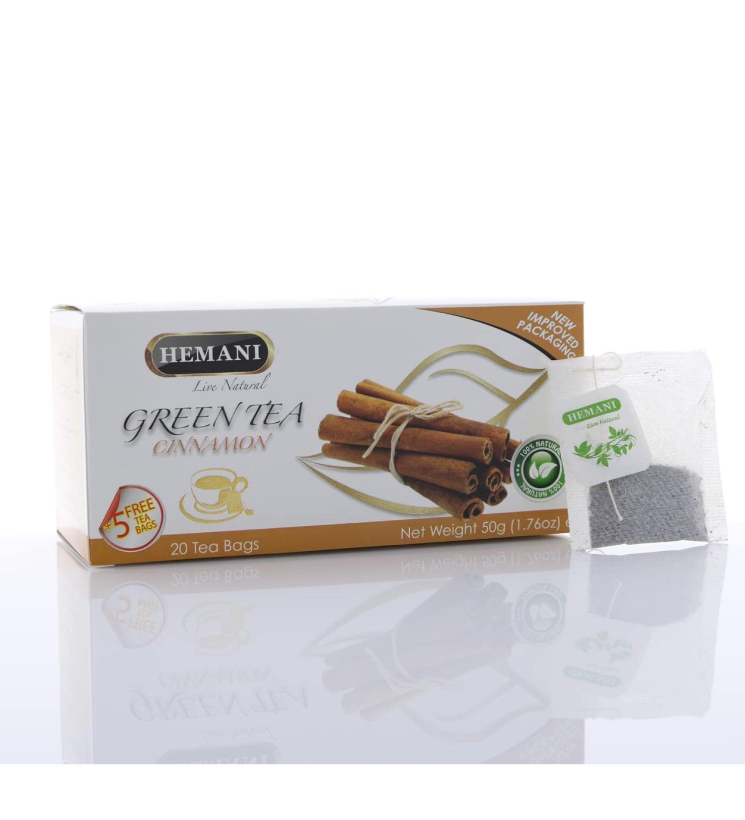 Hemani Green Tea Cinnamon - 40g | Infused with Natural Cinnamon Flavor for a Unique Taste - Buy Online on GoSupps.com