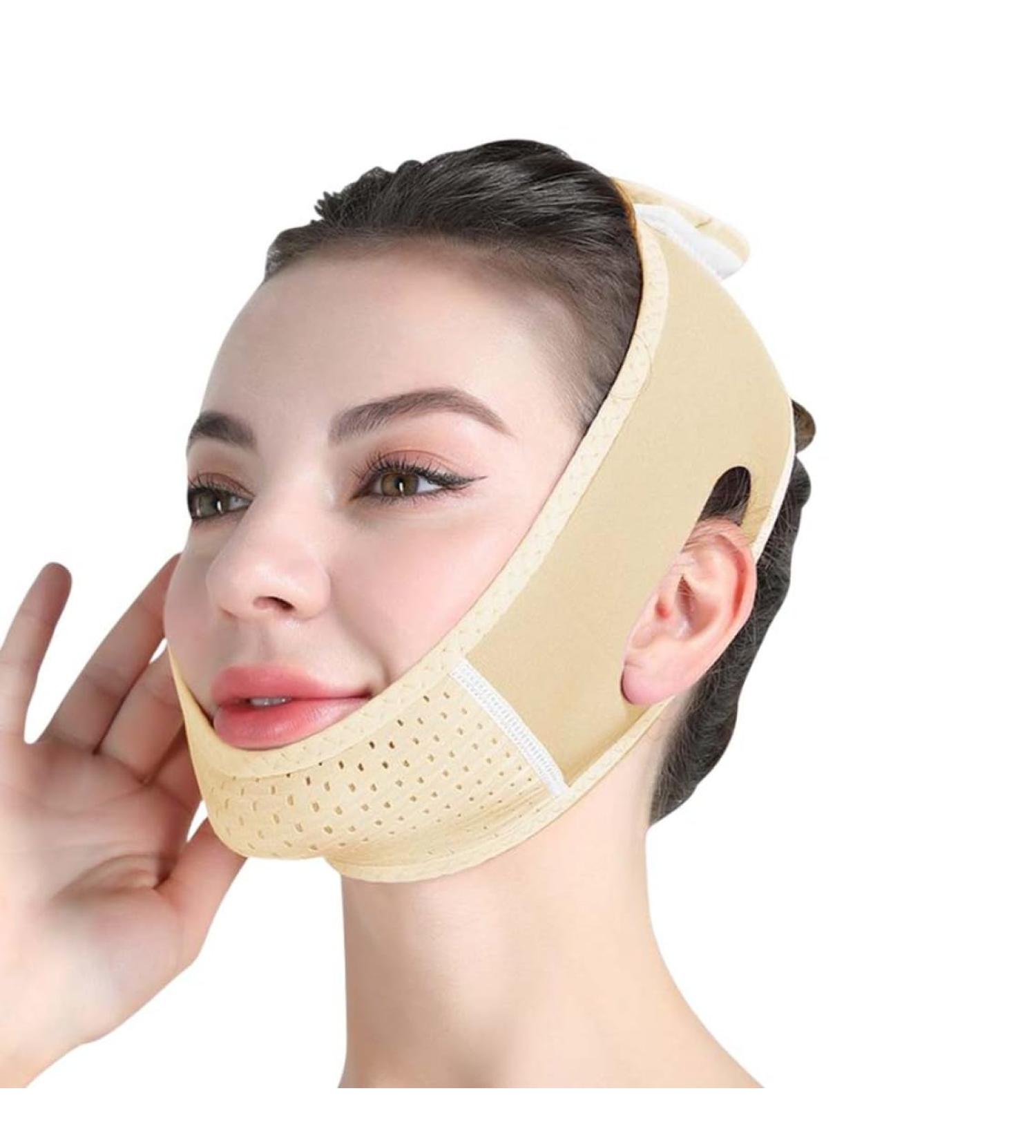 Double Chin Reducer V Line Facial Bandage Adjustable V Shaped Face Mask Soft Chin Strap for Women Chin Tightening and Lifting(Skin Color) - Buy Online on GoSupps.com