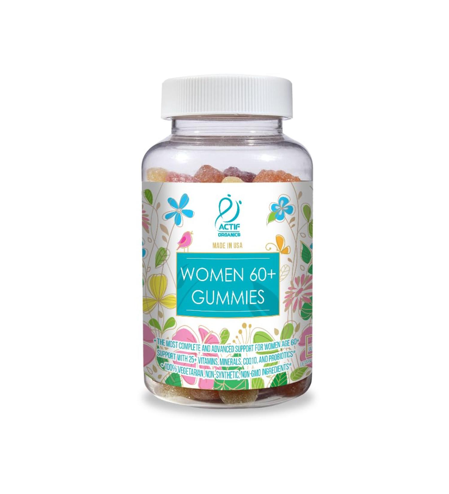 ACTIF Women Age 60+ Gummies with 25+ Advanced Factors CoQ10 and Probiotics - Non GMO Made in USA 90 Count - Buy Online on GoSupps.com