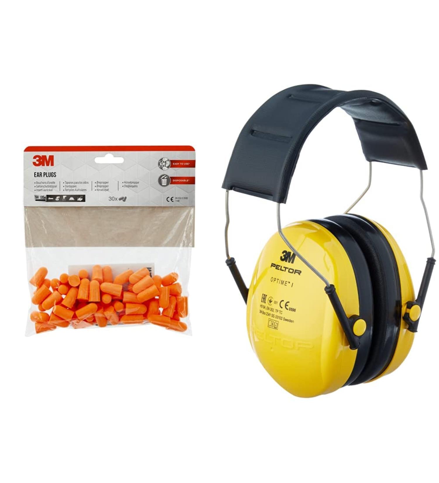 3M Hearing Protection Plug 1100 & Peltor Optimical I Capsule Set | 30 Pairs + 31-Part Bundle | Soft Foam SNR 37 dB & 27 dB | International Shipping - Buy Online on GoSupps.com