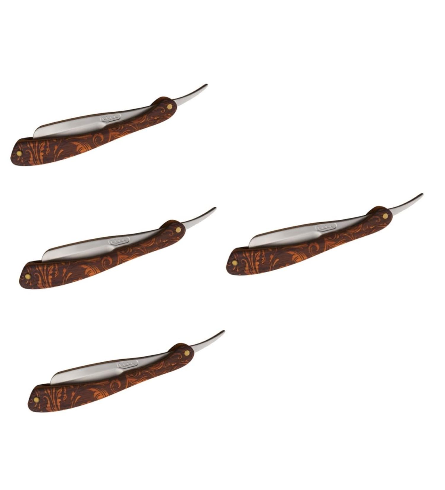 Frcolor 4-Piece Stainless Steel Hairdresser Blade Holder Set for Men | Premium Razor Supply & Manual Wood Safety Razor - Buy Online on GoSupps.com