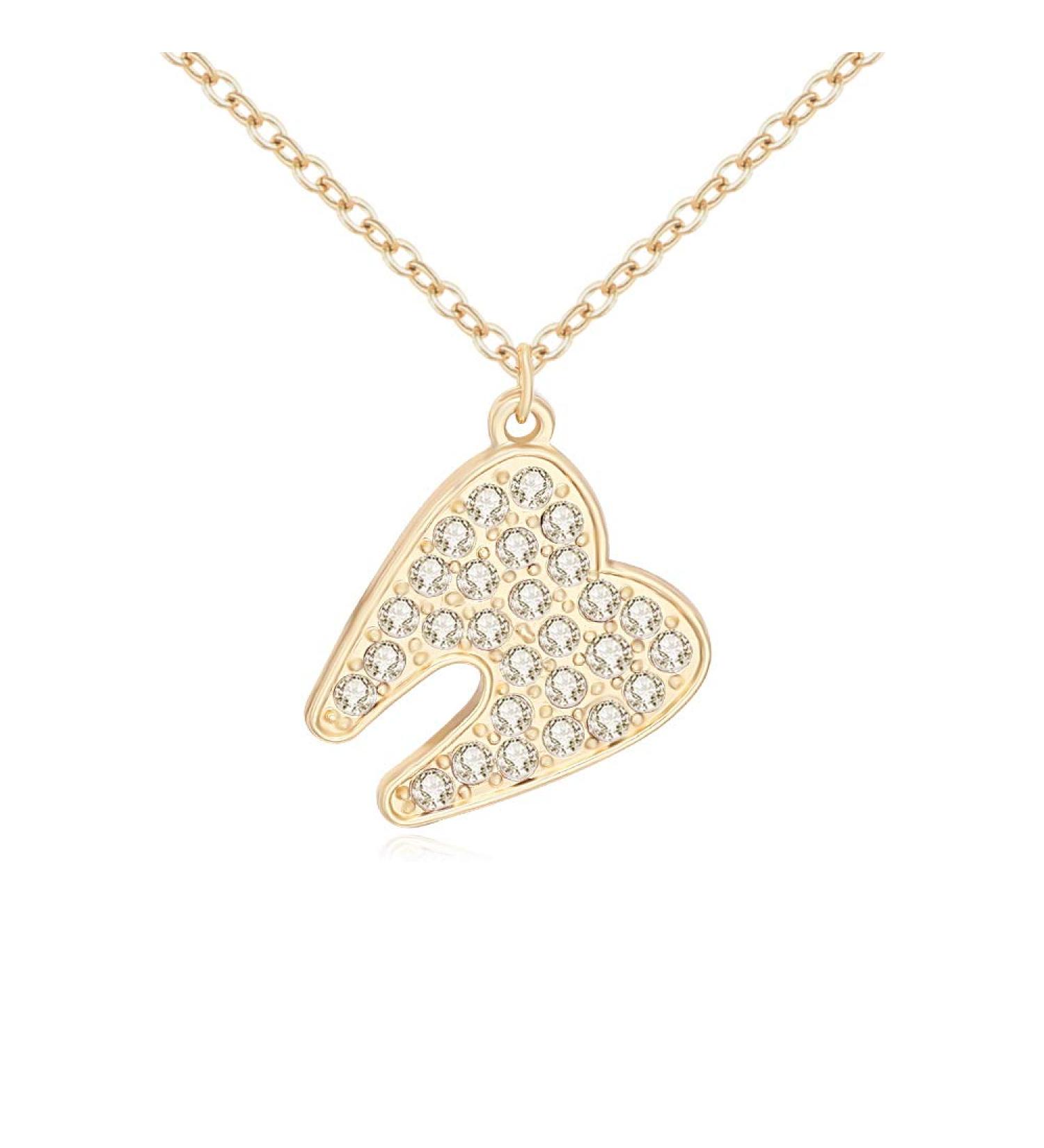Dental Necklace Crystal Tooth Charm Necklace for Women Gifts rose gold