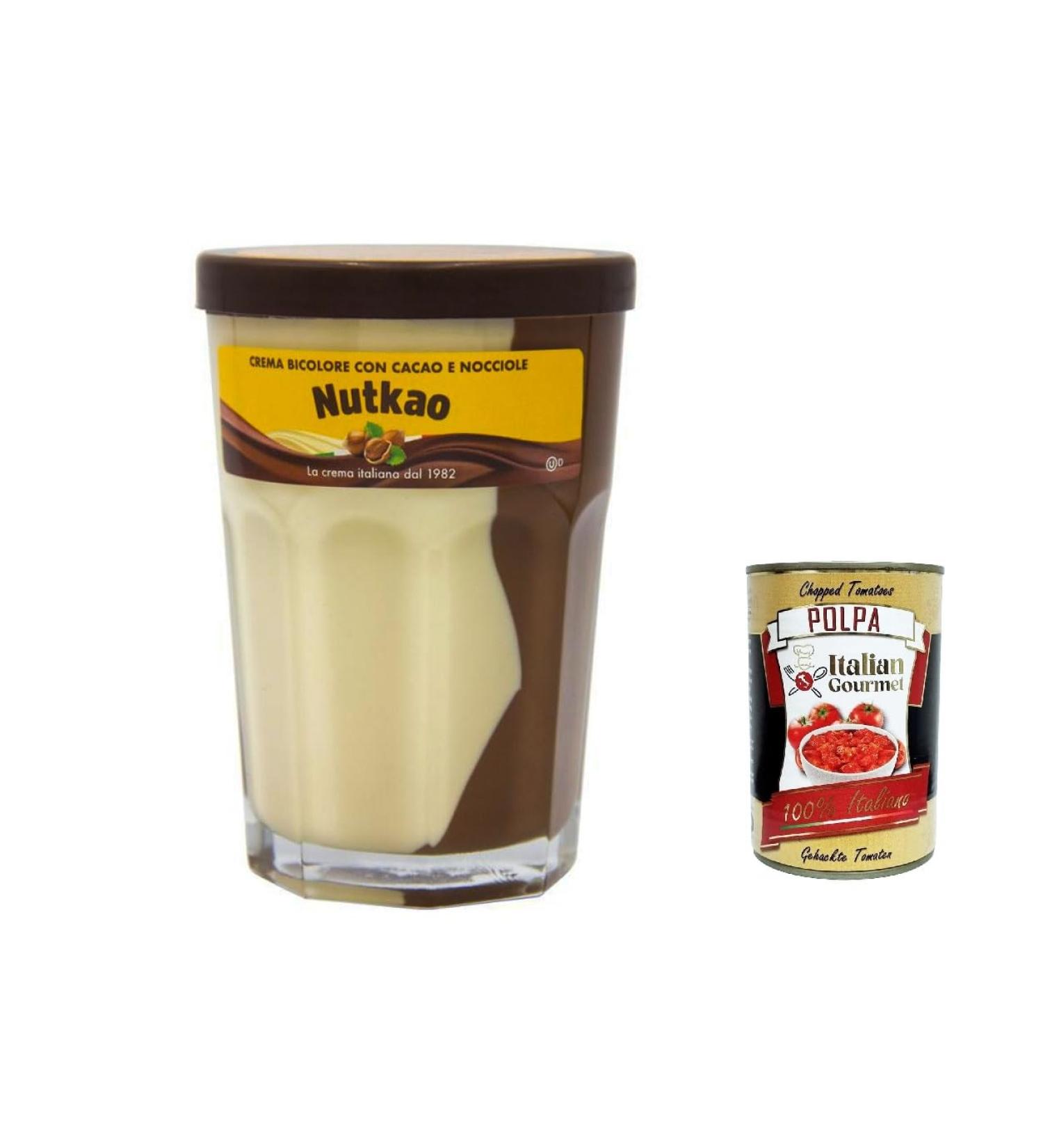 Italian Gourmet E.R. Nutkao Two-Tone Cocoa Hazelnut and Vanilla Cream Set of 3 Spreadable Cocoa Hazelnut and Vanilla Creams 400g + Italian Gourmet Polpa 400g - Buy Online on GoSupps.com