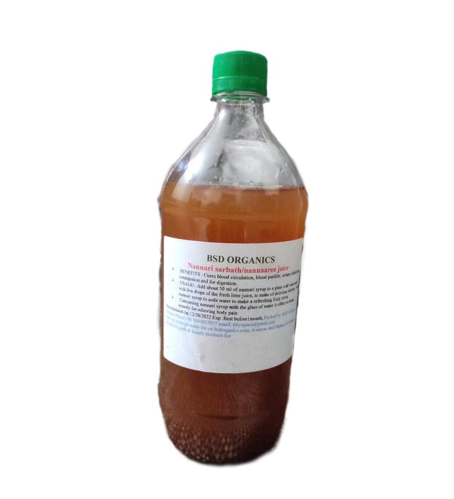BSD Organics Nannari sarbath/nannaaree juice 1L