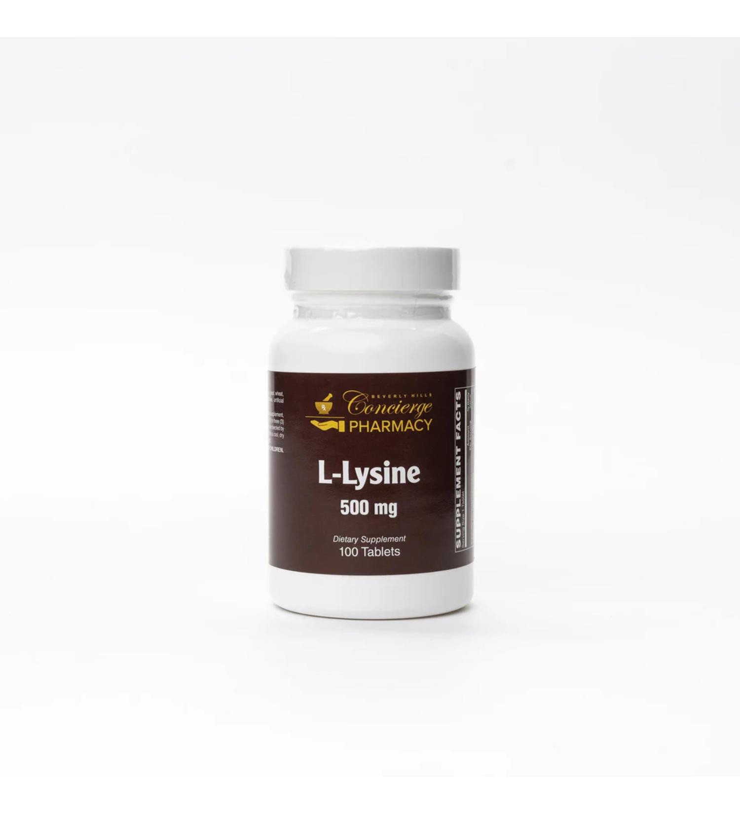 Beverly Hills Concierge Pharmacy L-Lysine 500 mg Tablets | Essential Amino Acid for Daily Wellness & Natural Collagen Support | Clean Non-GMO Formula | 100 Tablets