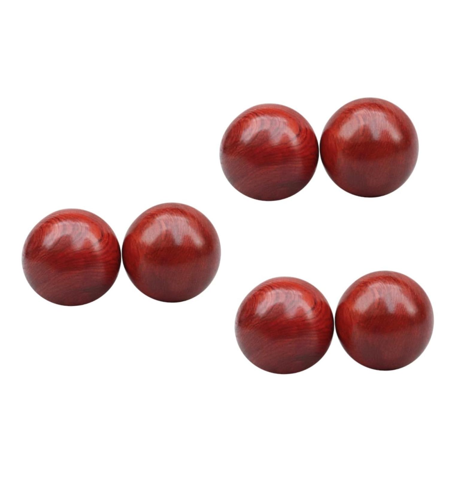 Beavorty 6-Piece Massage Roller Set | Baoding Balls for Hand Therapy & Meditation | Wooden Fitness & Exercise - Red Mahogany - Buy Online on GoSupps.com