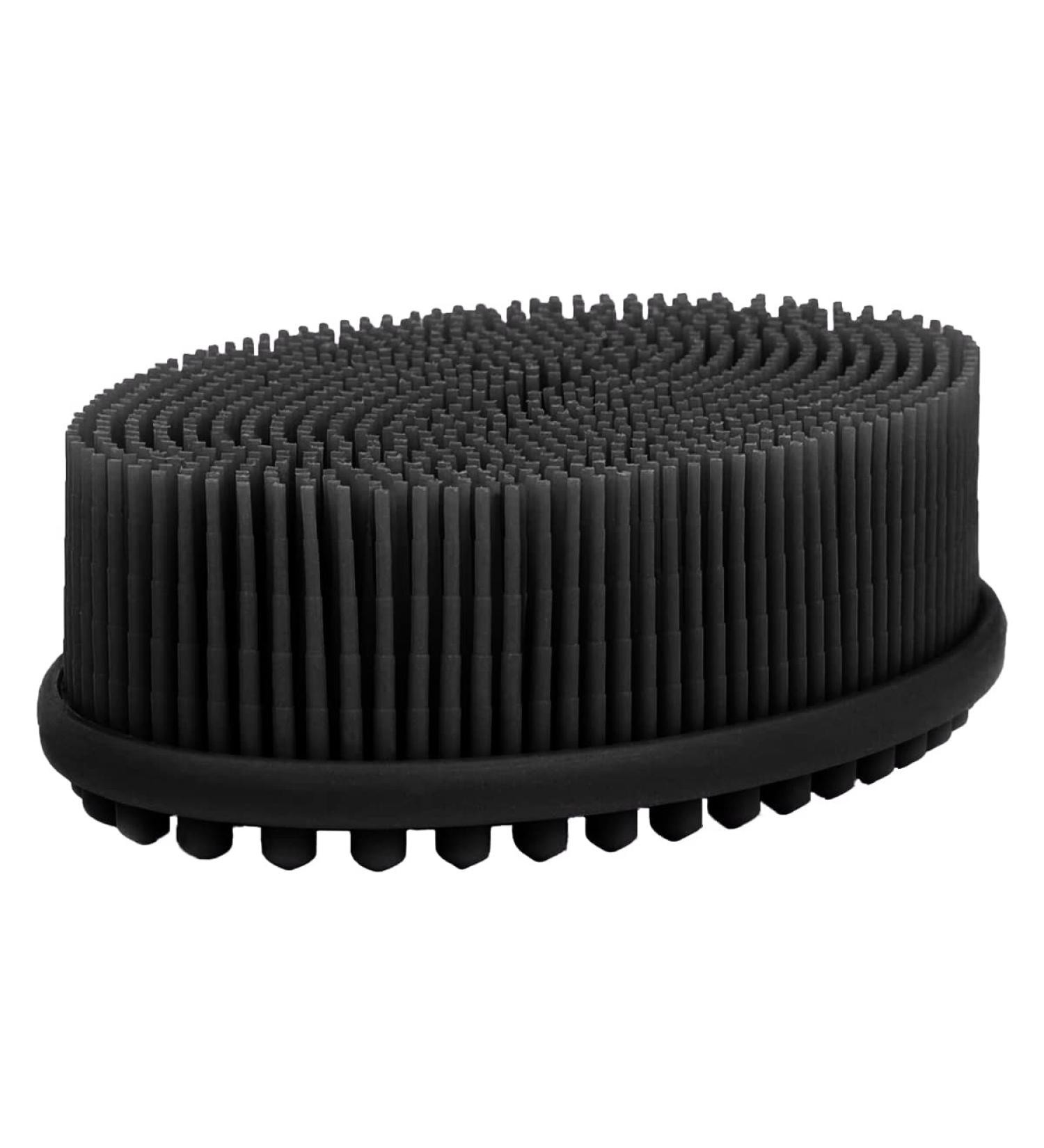 Silicone Body Scrubber for Shower - Exfoliating Bath Scrubber for Men and Women - Skin Exfoliator Brush - Black - Buy Online on GoSupps.com