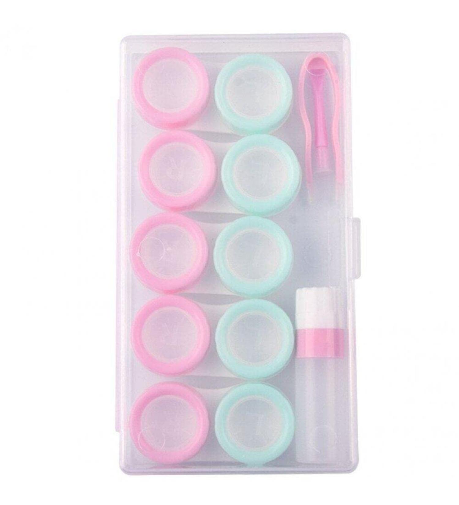 5 Couples Travel Contact Lens Cases - Stylish Eye Lens Box in Pink & Green for Women - Buy Online on GoSupps.com