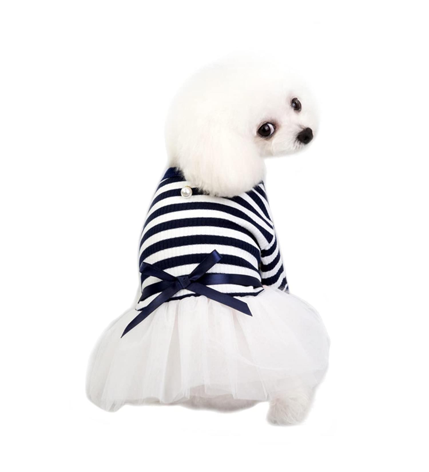 Buy Barrageon Dogs Kneid Sweet Princess Rock Clothing for Small & Medium Pets - Dark Blue Bowknot Summer Outfit (Back Length: 20 cm) - Buy Online on GoSupps.com