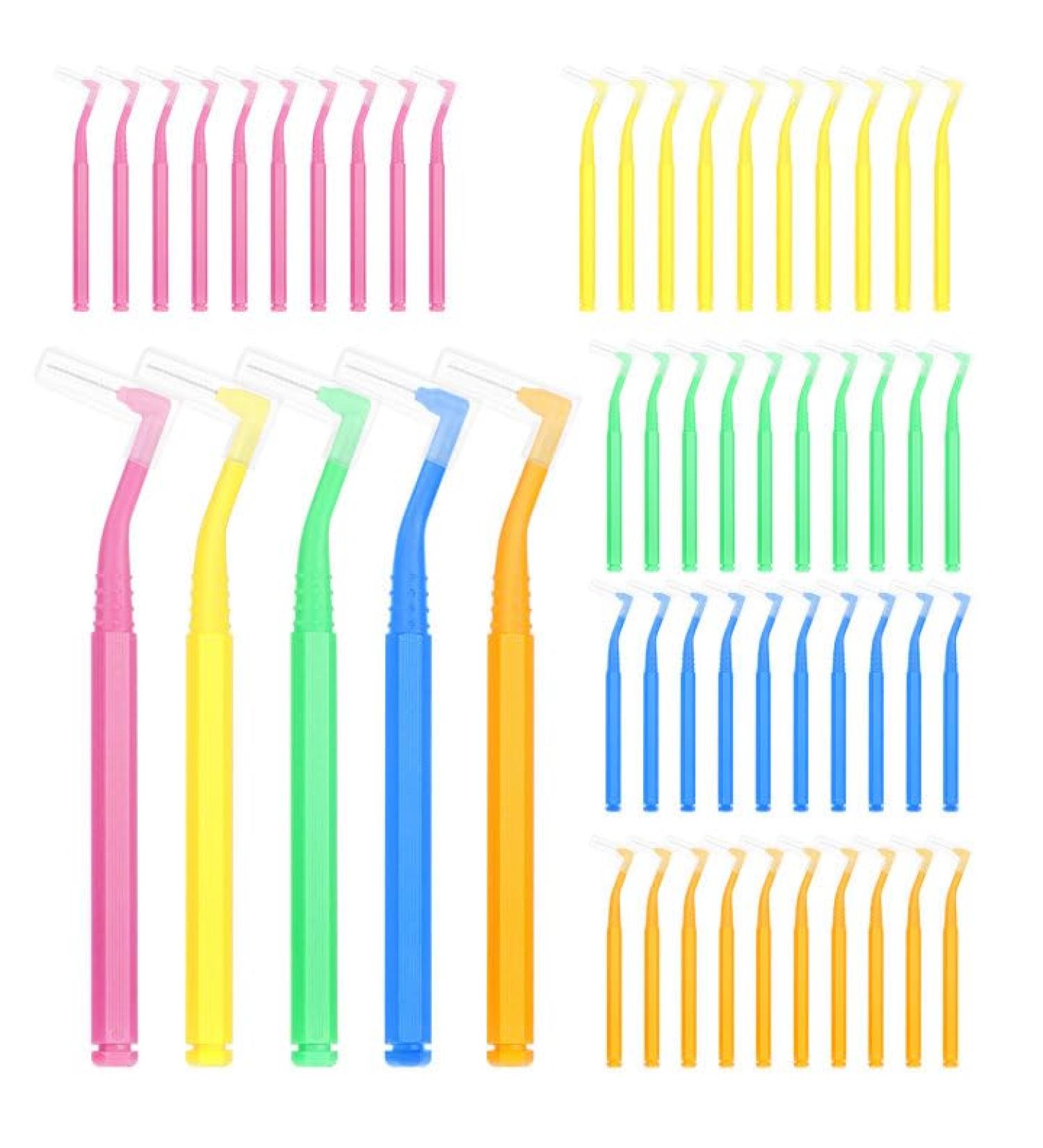 50 Colored Interdental Brushes - 5 Sizes (0.66-1.55mm) | Soft Mini Dental Brushes for Braces - International Shipping - Buy Online on GoSupps.com