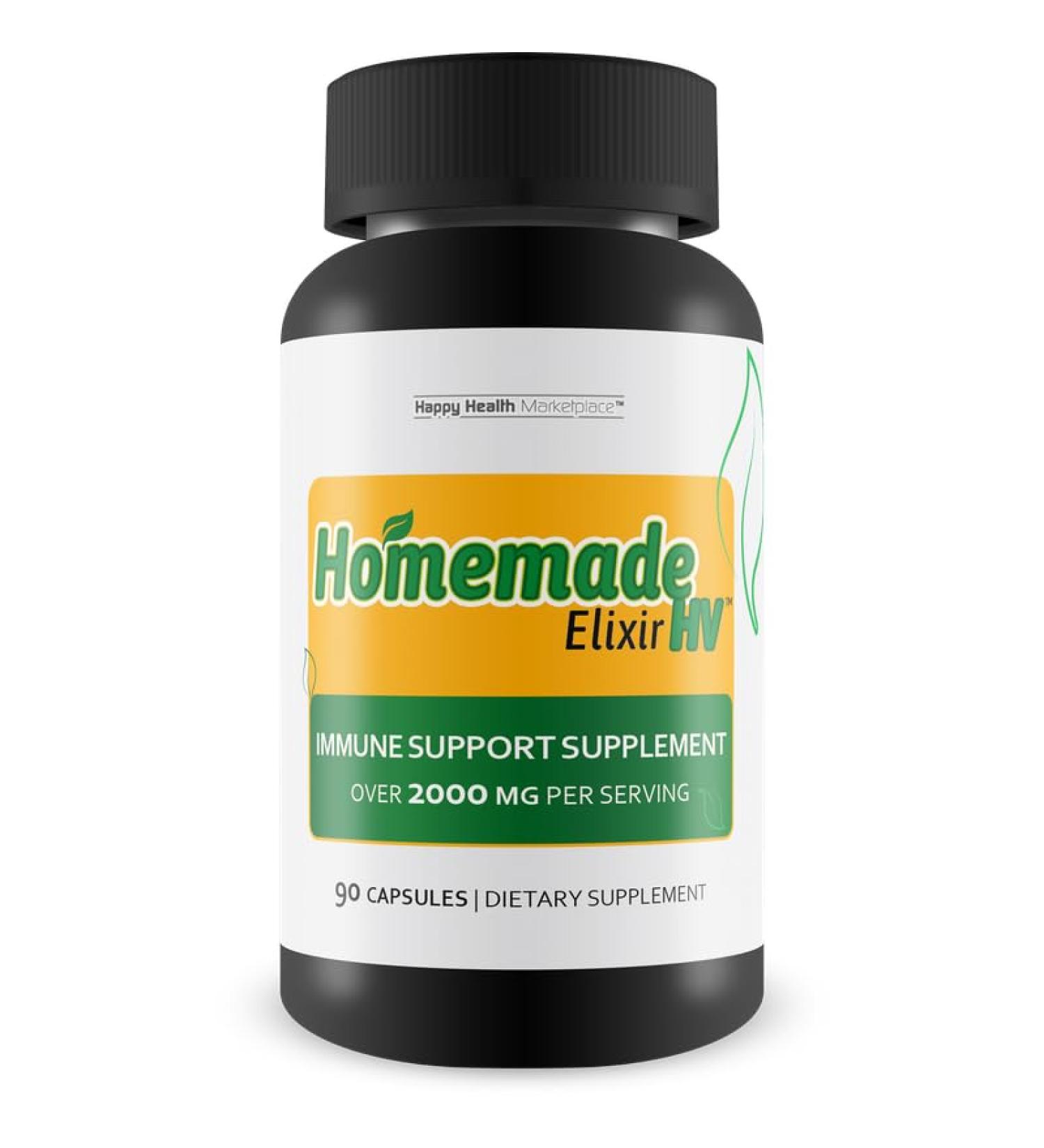 Happy Health Marketplace Homemade Elixir HV - Our Best Immune Support Supplement - Herbal Vitamin Immune Support Capsules - Our Best Immune Pills Nature Vitamin D Zinc C Best Herbs Vitamins - Buy Online on GoSupps.com