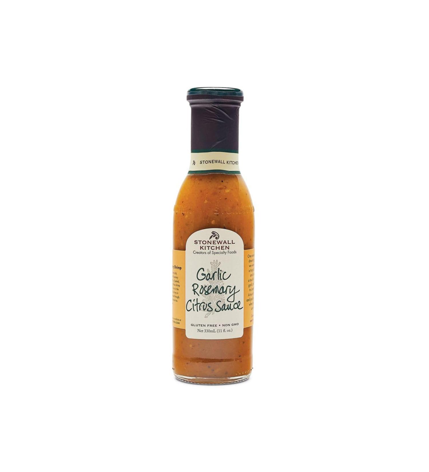 Stonewall Kitchen Garlic Rosemary Citrus Sauce 330ml - Soft, Fresh and Fruity BBQ Sauce with Garlic and Rosemary, Perfect for Fish and Seafood