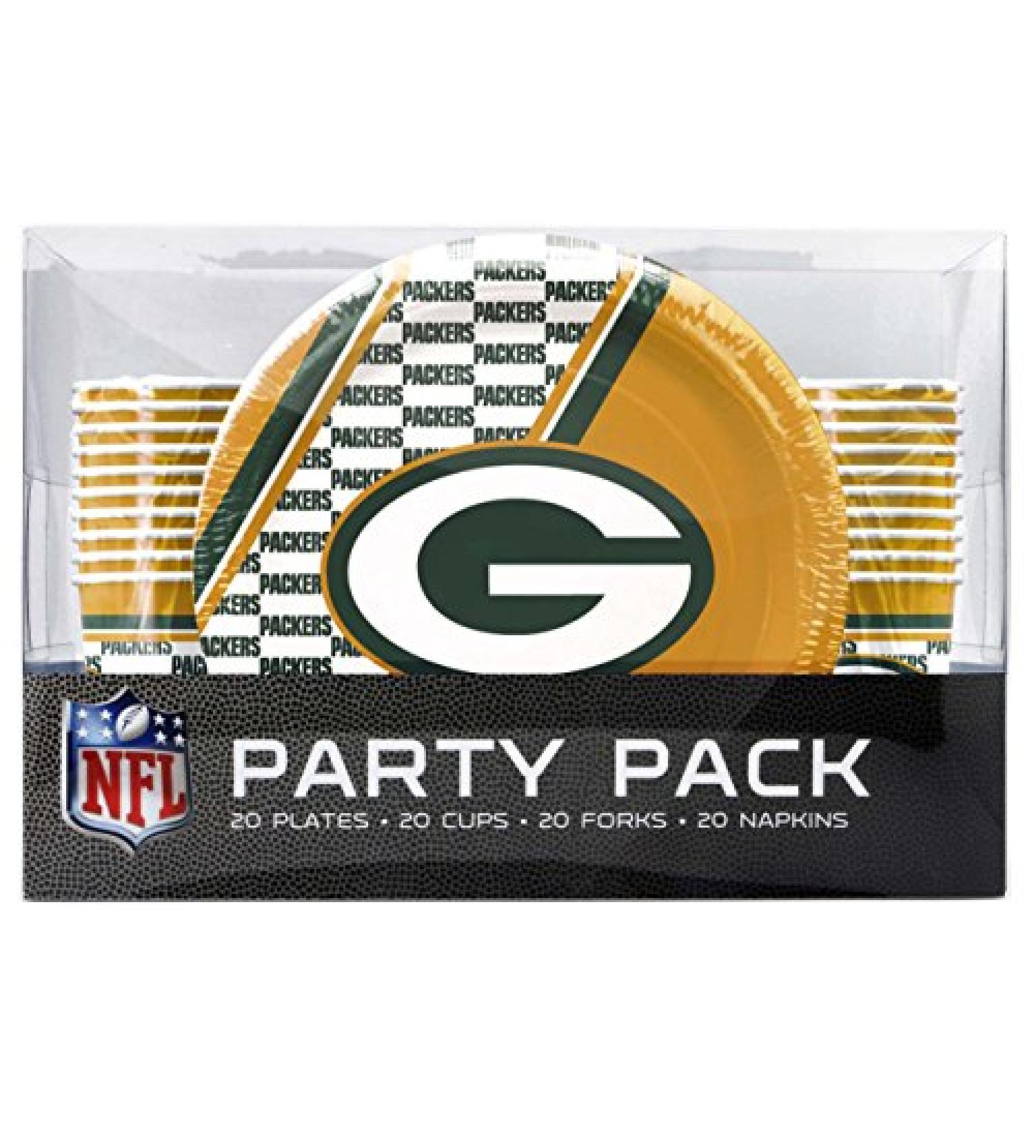 NFL Green Bay Packers Disposable Party Pack (Plates Cups Forks Napkins)