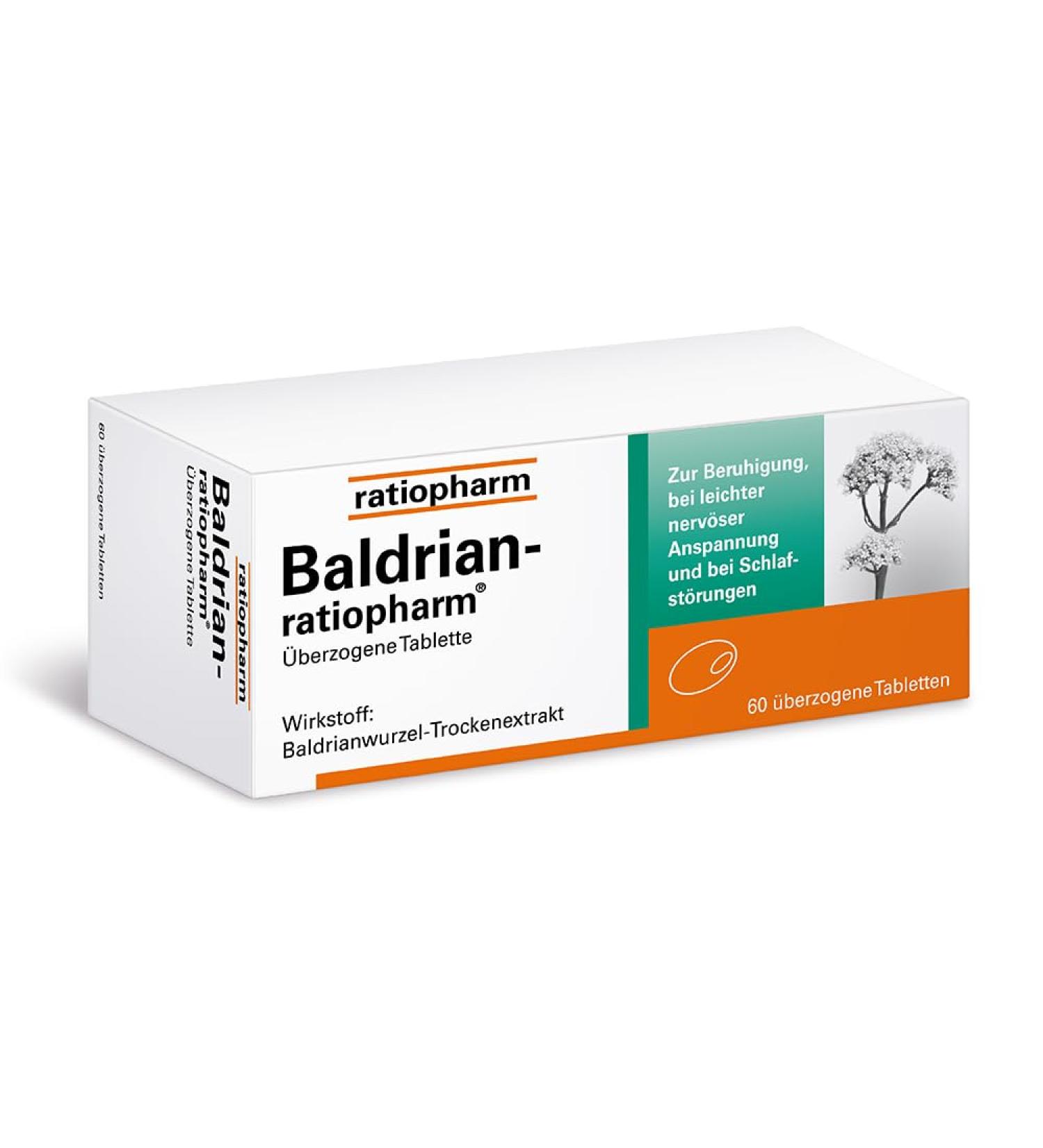 Baldrian Ratiopharm Covered Tablets - Natural Calming Effect for Nervous Tension & Sleep Disorders | 60 Valerian Root Tablets - Buy Online on GoSupps.com