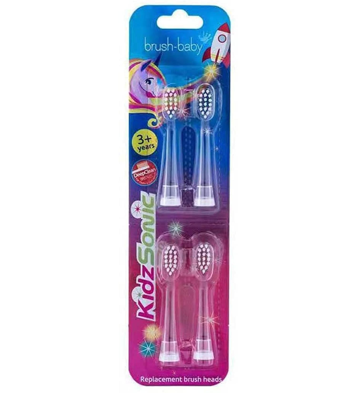 KidzSonic Electric Toothbrush Replacement Brush Heads - Pack of 4 (Ages 3+) Unicorn & Rocket Design - Buy Online on GoSupps.com