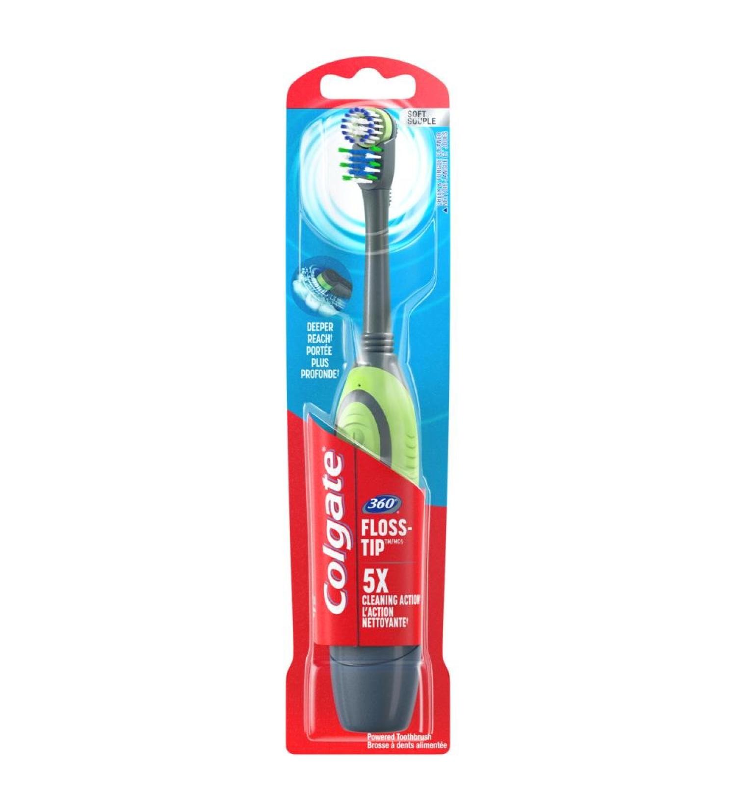 Colgate 360 Floss-Tip Power Toothbrush Soft 1 Count (Assorted colors) 1 count (Pack of 1) Soft Powered - Buy Online on GoSupps.com