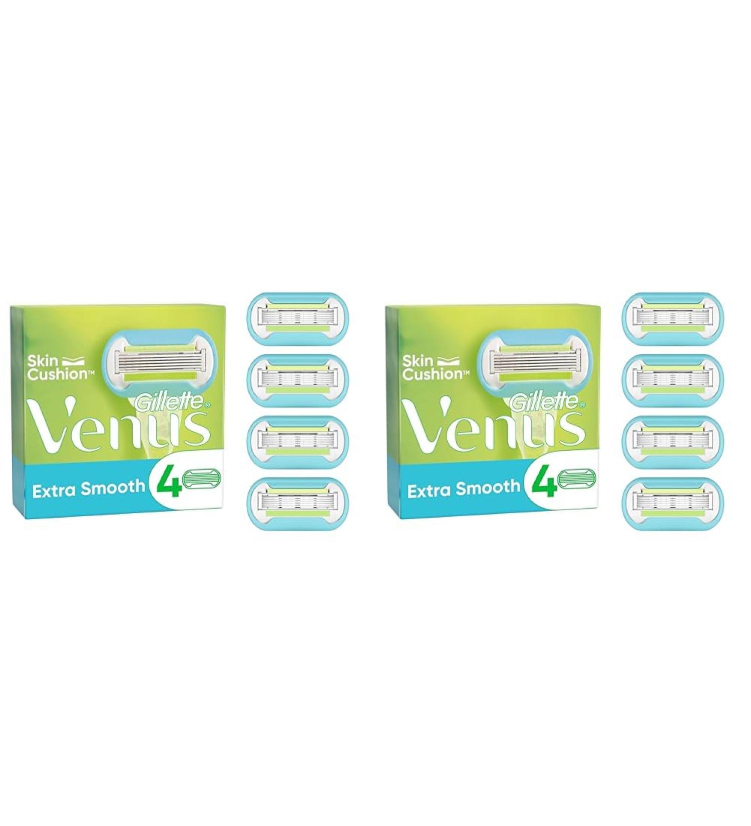 Gillette Venus Extra Smooth razor blades women 4 replacement blades for women's razors with 5-fold blade for an extremely thorough shave (pack with 2) new 4 pieces (2 pack)
