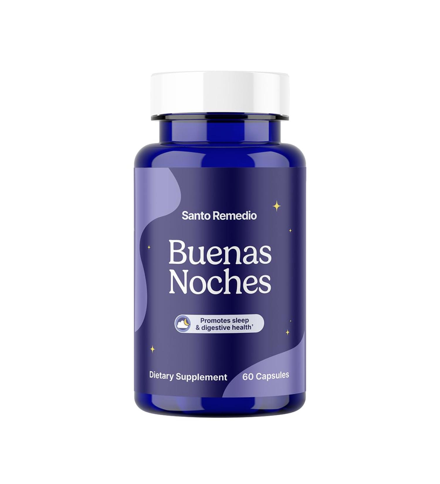 Santo Remedio Buenas Noches Sleep Support with Zylaria Melatonin & DE111 Probiotics Digestive & Nighttime Support Supplement by Dr Juan Rivera 60 Vegetarian Capsules - Buy Online on GoSupps.com