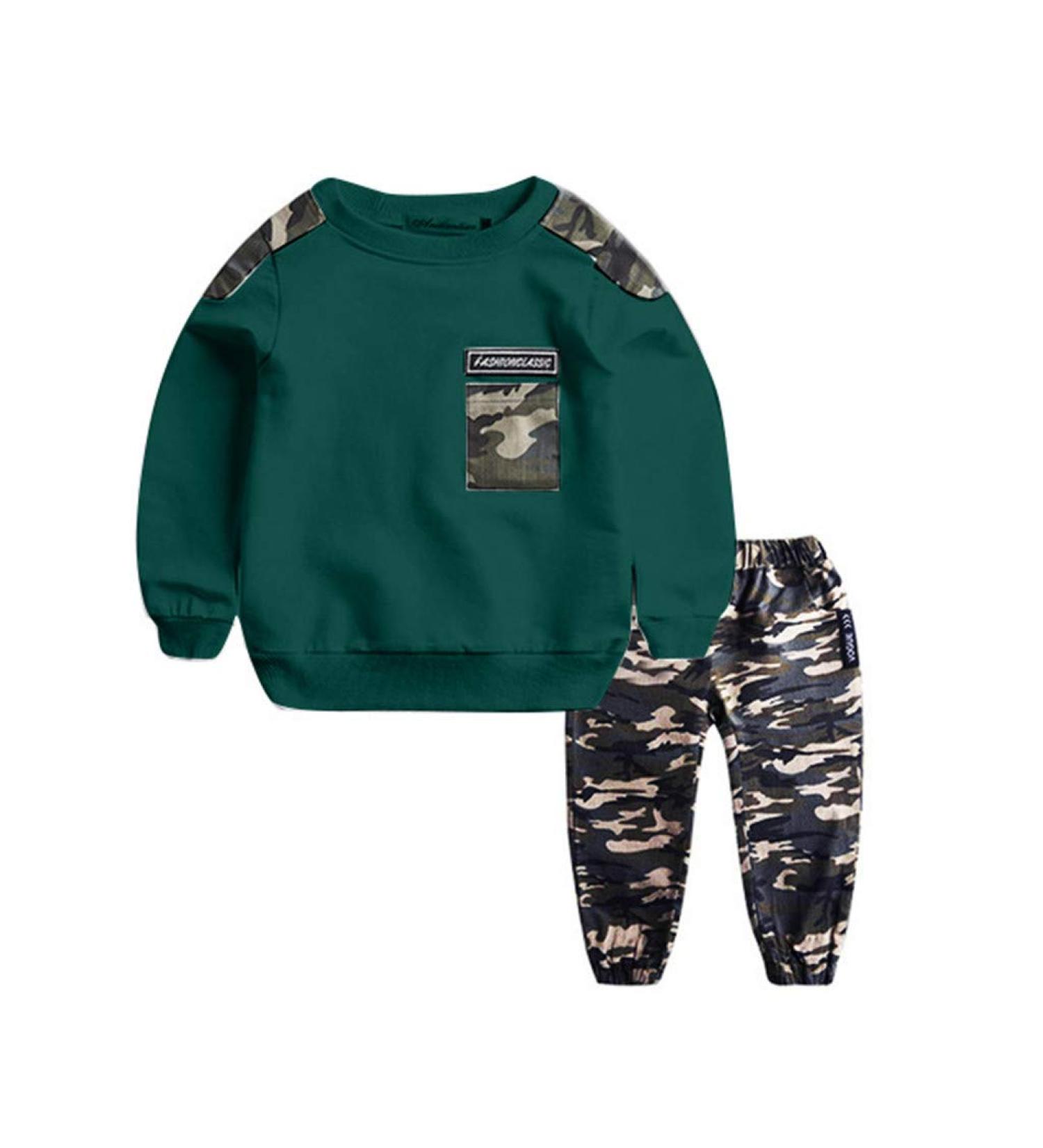 AMhomely Baby Boy Camouflage Tracksuit Set | Boys Letter Romper Sale | Ages 7-9 | Green - Buy Online on GoSupps.com