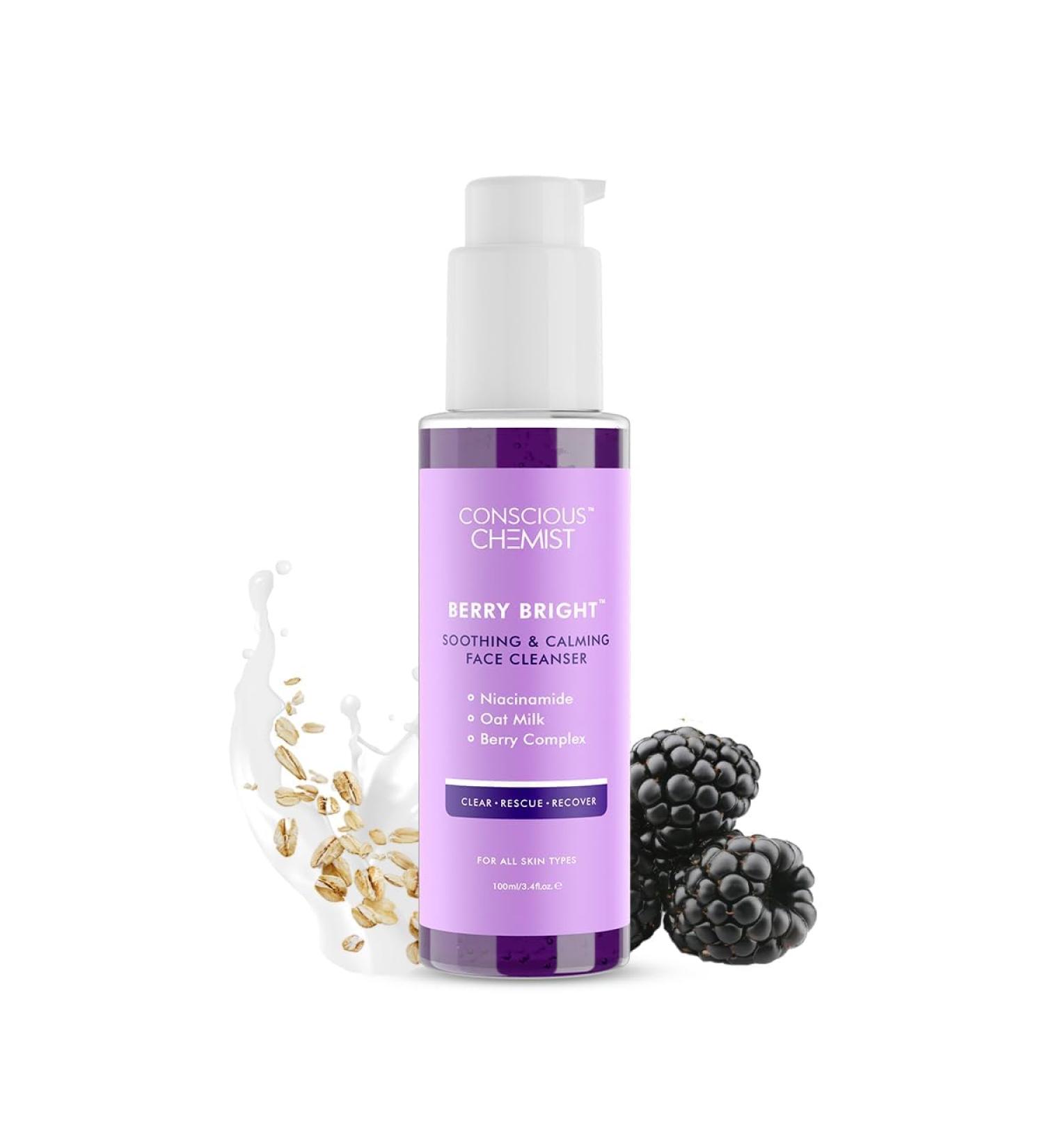 Conscious Chemist Niacinamide Face Wash | Pore Refining Brightening Cleanser for Women & Men - Berry Bright - Buy Online on GoSupps.com