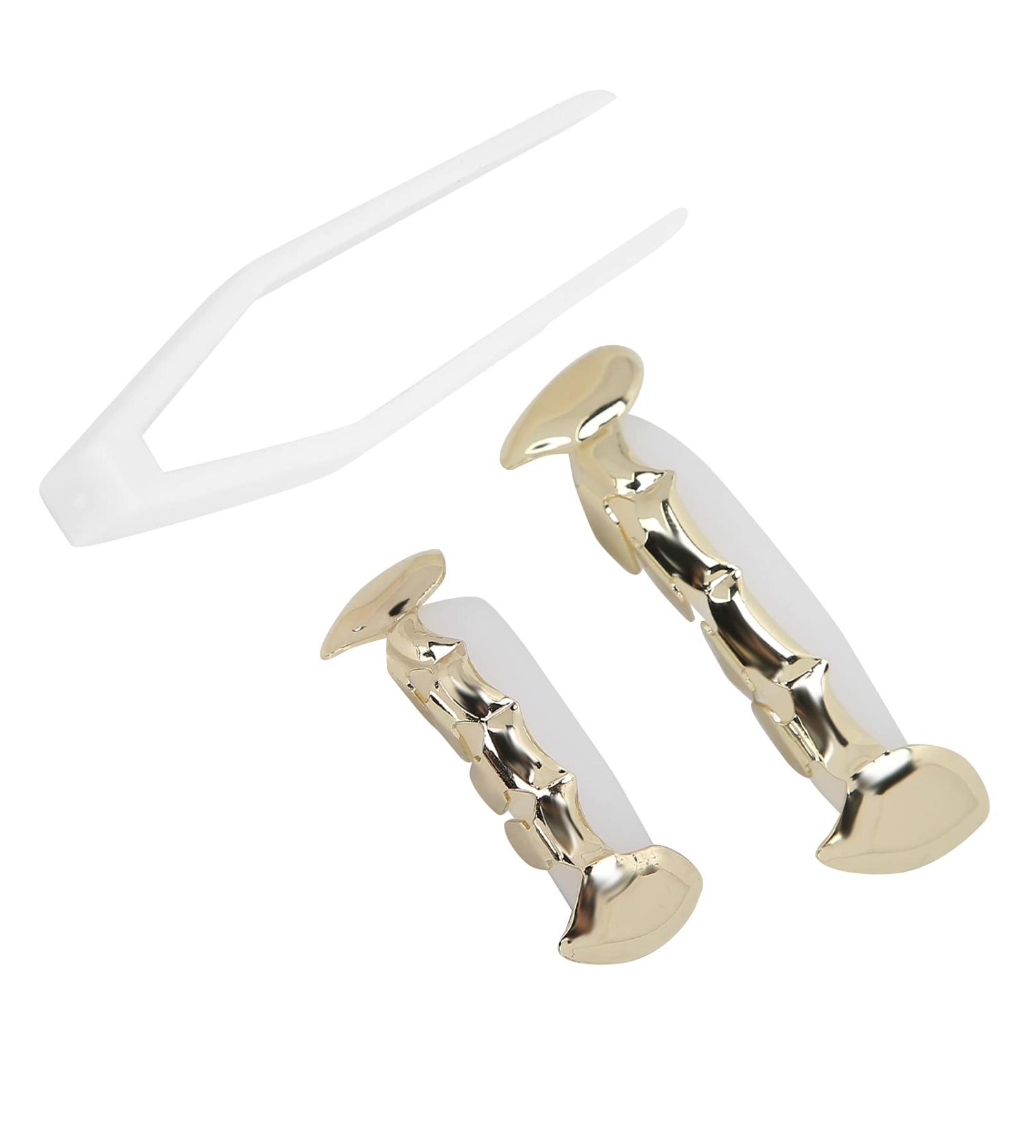 Hip Hop Faux Teeth Set Reusable NonFading Copper Halloween Festival Teeth Decoration Braces (Gold) - Buy Online on GoSupps.com