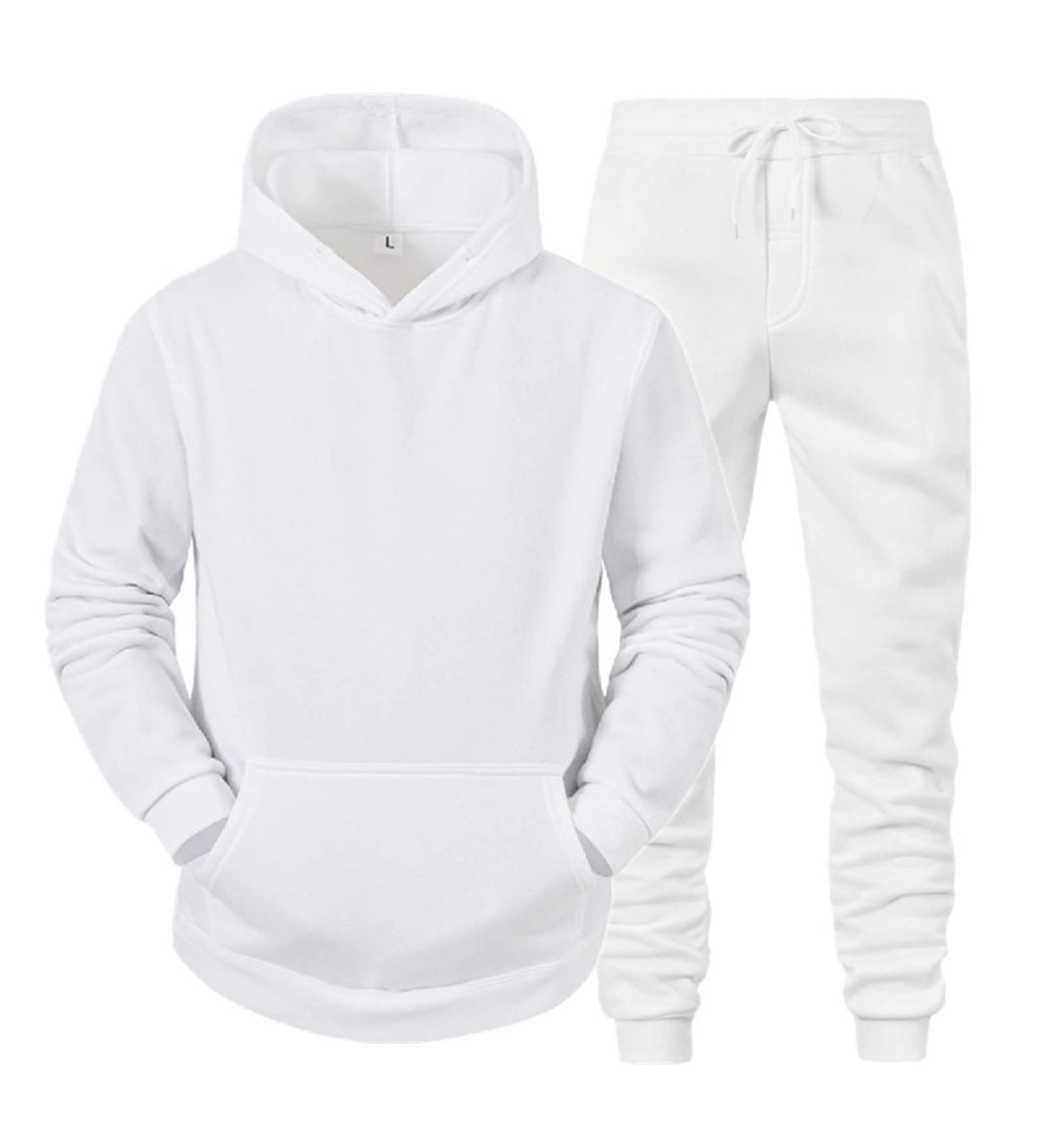 Hanxiulin Men's Training Suit Casual Zipper Jogging Set | Autumn & Winter Leisure Wear | XL White - Buy Online on GoSupps.com