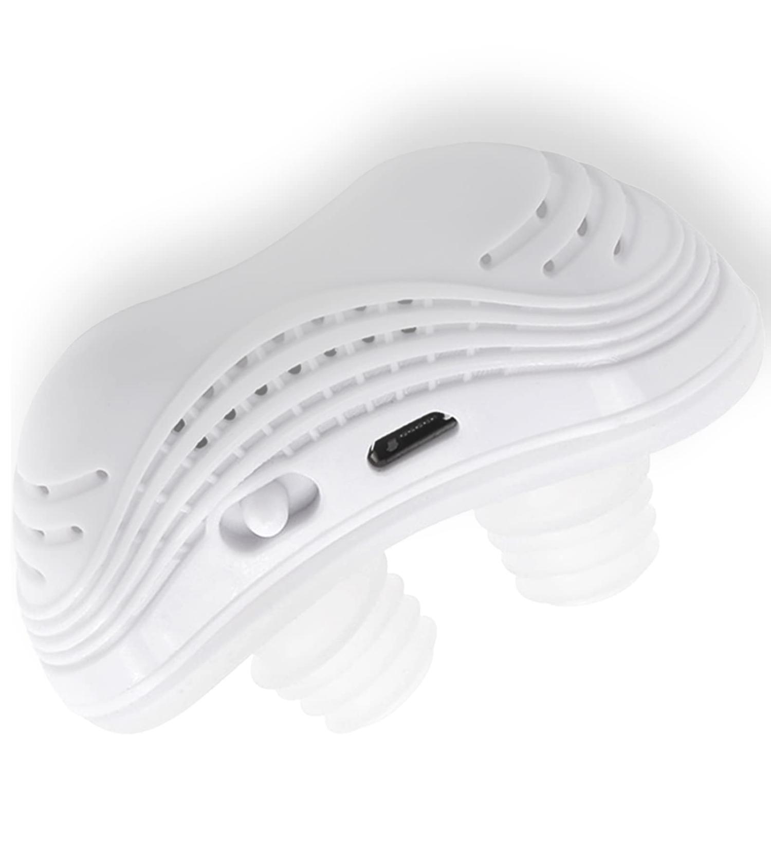 Electric Silicone Anti Snore Device - Double Eddy Current Fan Design - White Snoring Aid for Improved Nighttime Sleep and Easy Breathing - Buy Online on GoSupps.com
