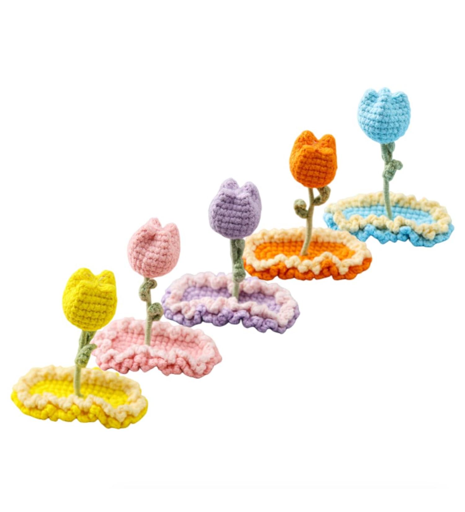 Crochet Knitted Hair Clips for Girls Children's Day Birthday Christmas Gifts Hair Accessories Clips Strong Hold Jaw Clamp for Thick Thin Hair Makeup Application (Tulips) - Buy Online on GoSupps.com