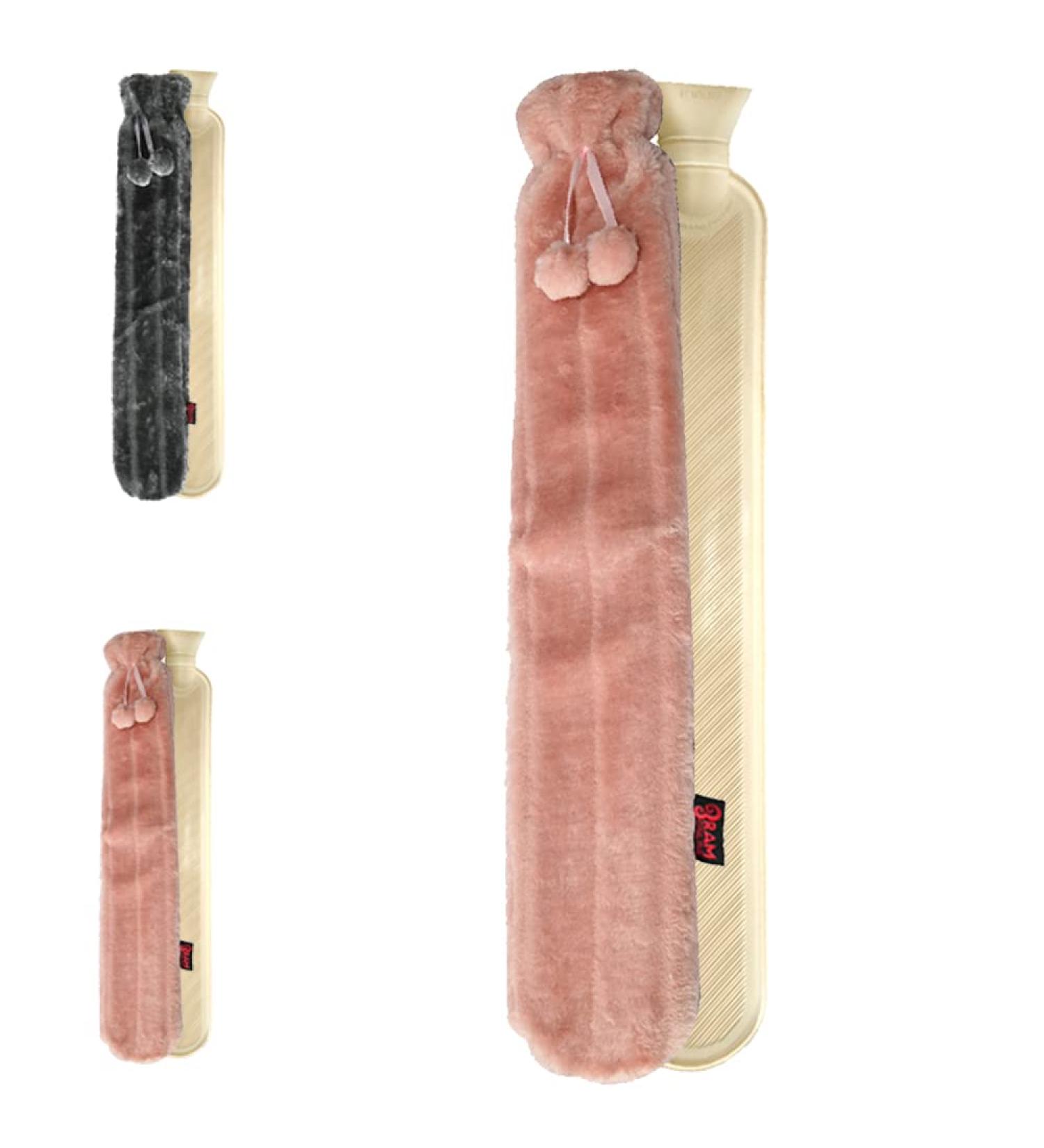 RAM Extra Long Hot Water Bottle with Soft Fur Cover - 72 cm Pink | Cozy Comfort for Pain Relief - Buy Online on GoSupps.com