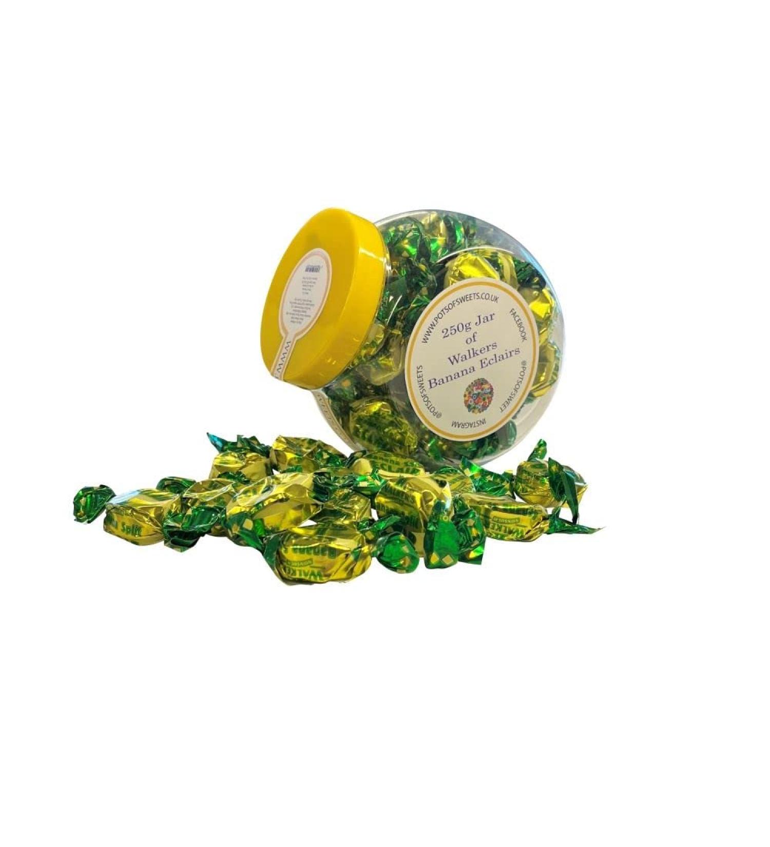 Personalized Customise with Your Own Message or Image 250g Cookie Jar of Individually Wrapped Walkers Banana Eclairs Toffees - Buy Online on GoSupps.com