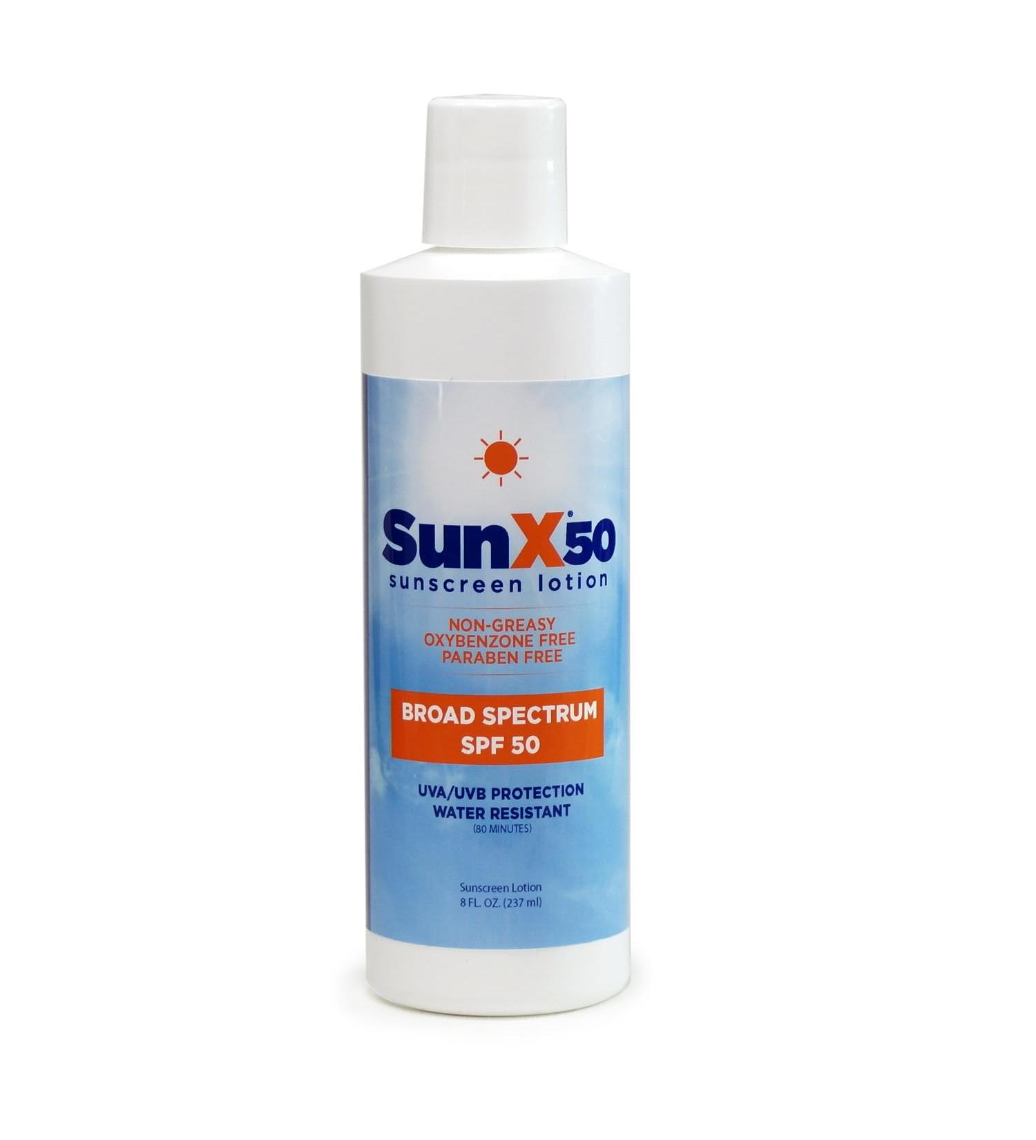 CoreTex Sun X 50 SPF Broad Spectrum Sunscreen Lotion - 8oz Bottle of Paraben Oxybenzone Octinoxate & Oil Free Sunscreen - No White Cast and Water Resistant Up to 80 Minutes SPF 50 8 Fl Oz (Pack of 1) - Buy Online on GoSupps.com
