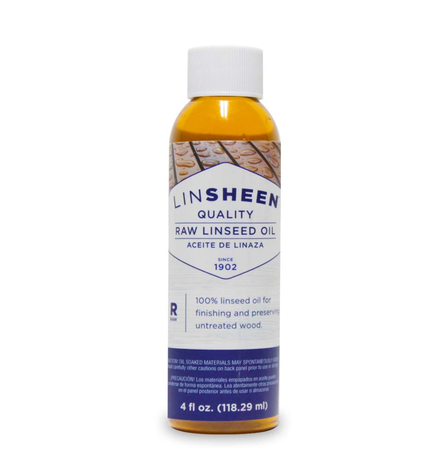 LinSheen Raw Linseed Oil Wood Treatment Conditioner - Rejuvenate, Restore & Condition Wood Furniture and Cutting Boards - 4 oz Bottle - Buy Online on GoSupps.com
